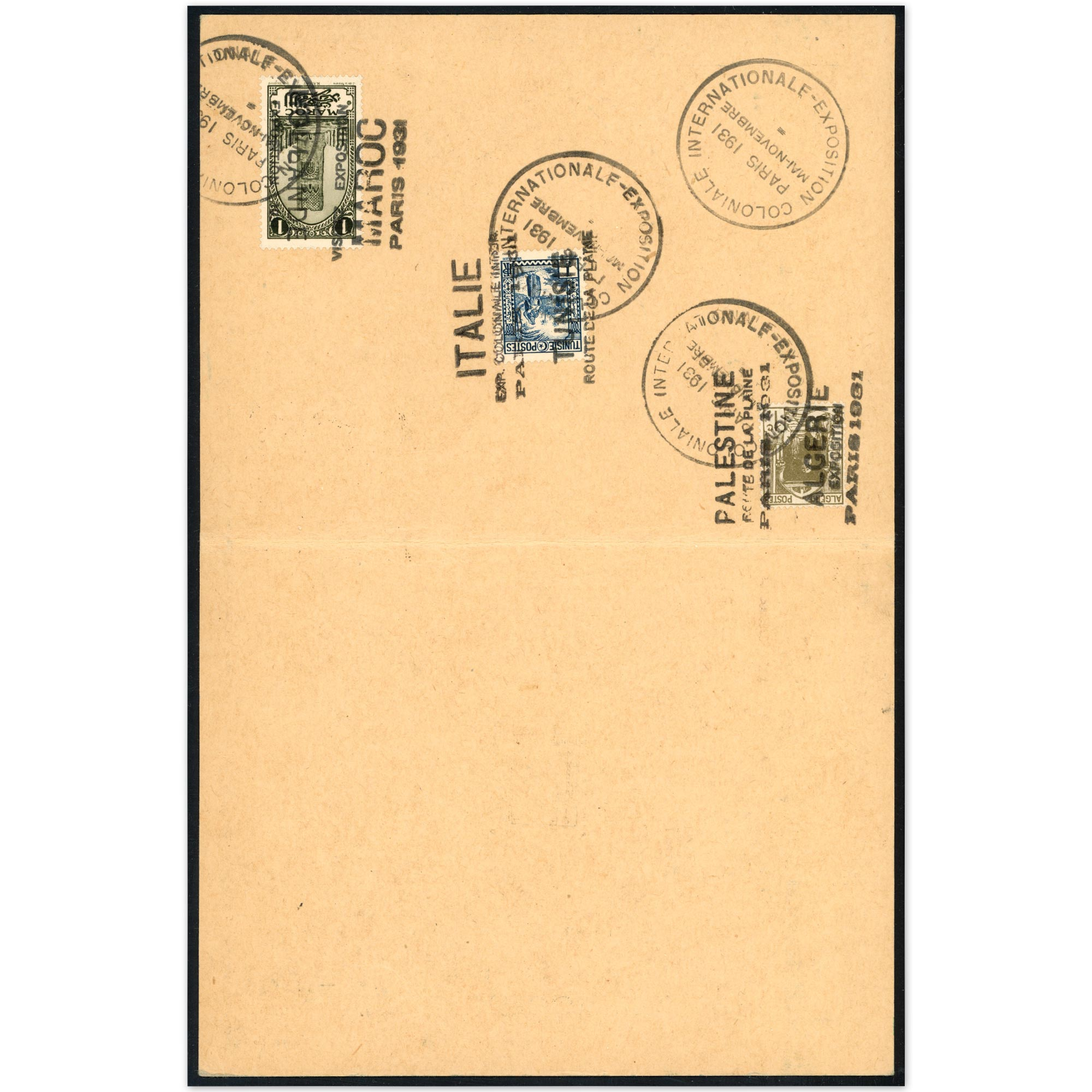 EXEMPLAIRE UNIQUE DE L'EXPOSITION COLONIALE DE PARIS DE 1931 TAMPONS OFFICIELS