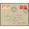 ENVELOPPE DE 1945 "TAXE PERCUE" AVEC TAMPON 1ER JOUR PIRIAC PAIRE PETAIN 1f50