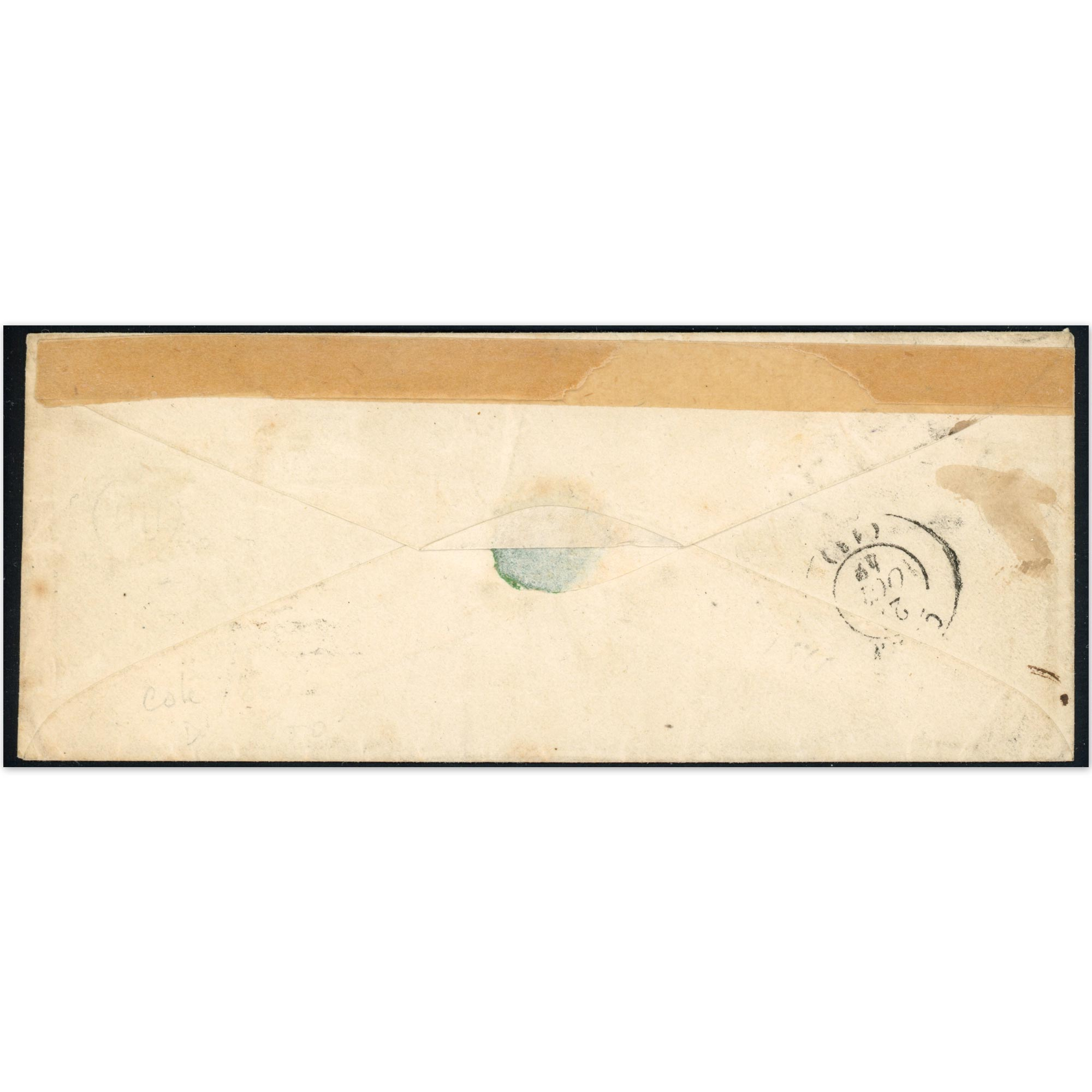 MAGNIFIQUE ENVELOPPE OBLITÉRÉE GRILLE N°3 SIGNÉE MAURY ET CALVES, RARE