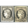 TIMBRES CÉRÈS N°3 CLASSIQUES DE FRANCE DE 1849 EXCELLENT ETAT NOIR ET NOIR/JAUNE