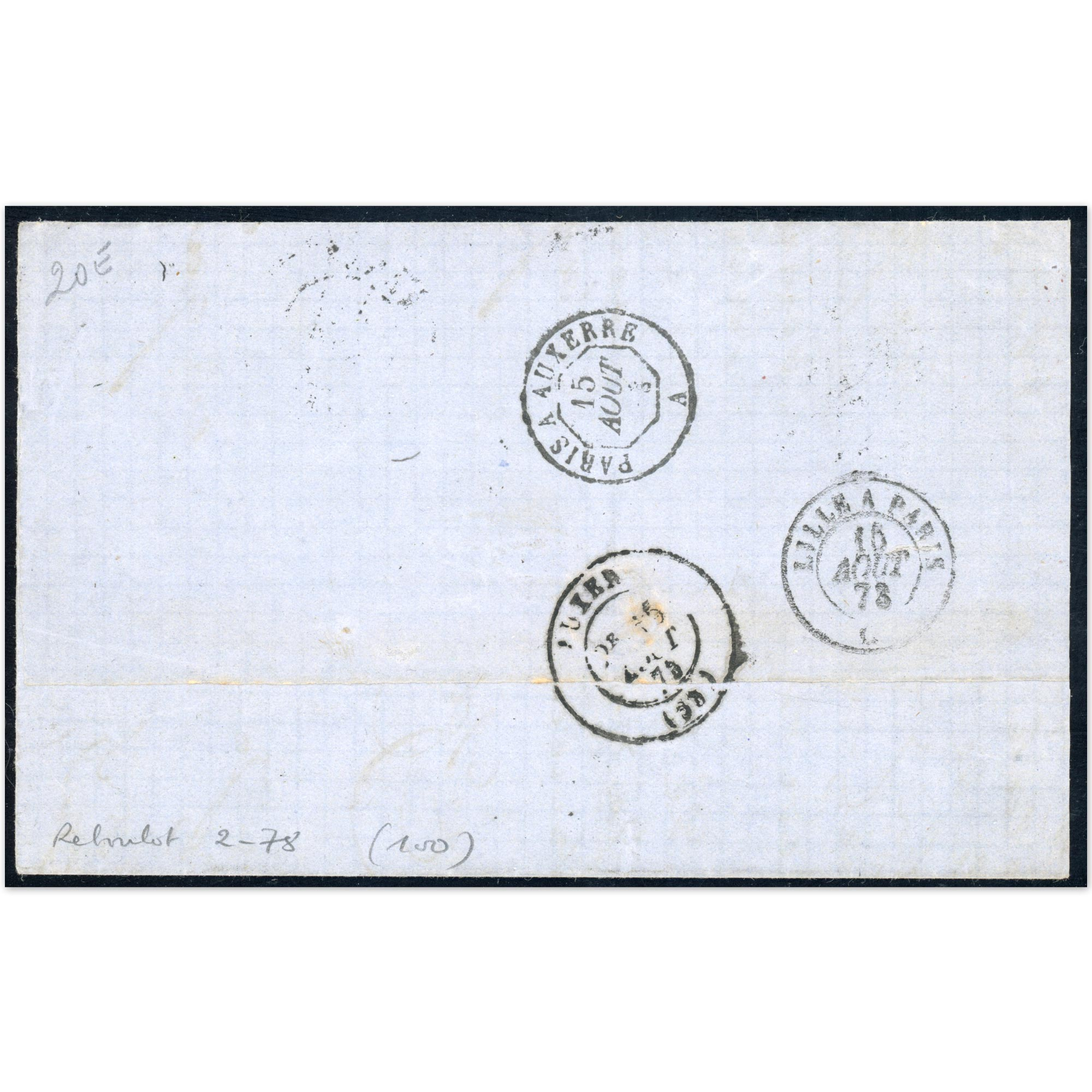 LETTRE TIMBRÉE DE 1873 AVEC 3 TIMBRES N°53 ET 1 TIMBRE N°36 OBL GROS CHIFFRES