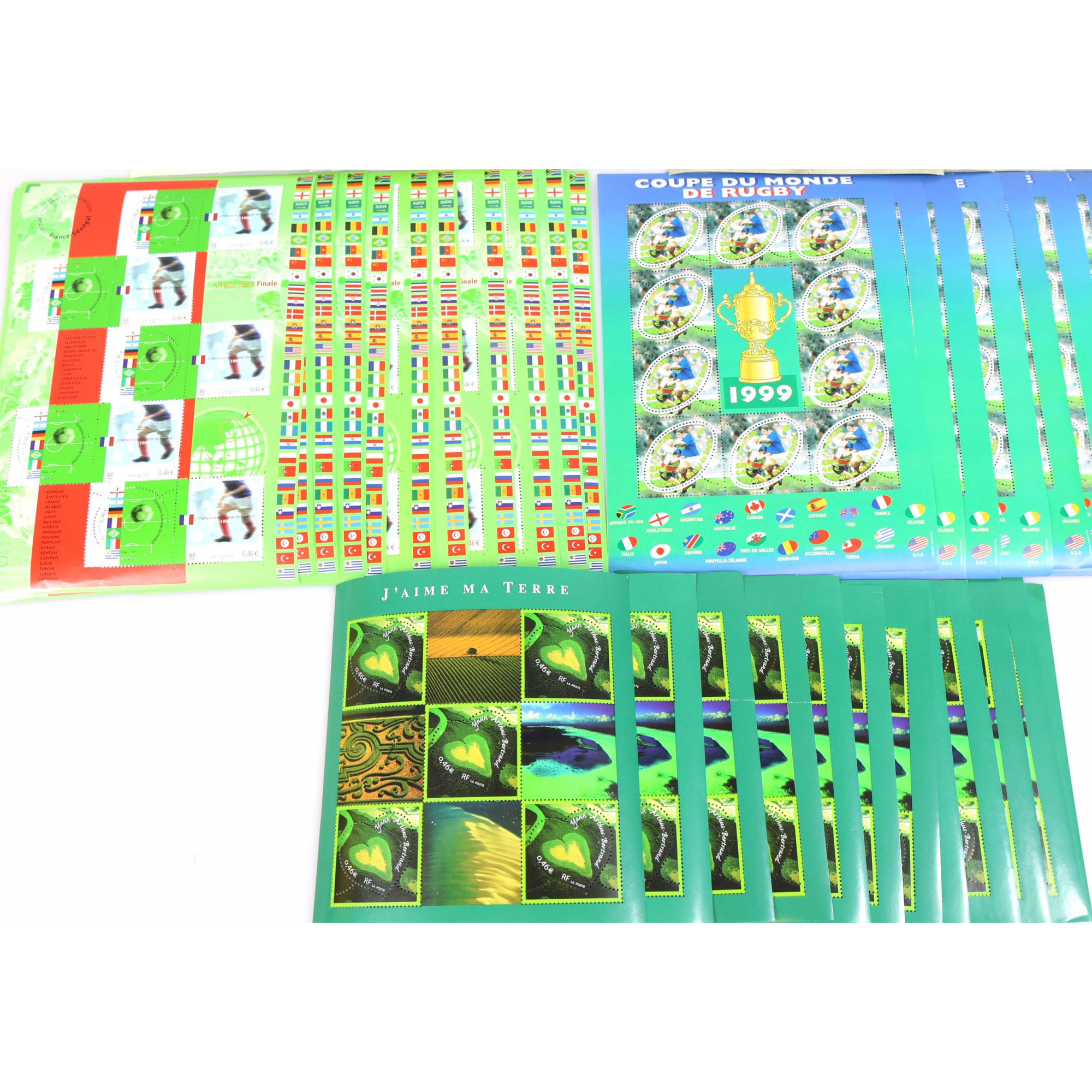 LOT DE BLOCS FEUILLETS TIMBRES 0.46€ AVEC DÉFAUTS POUR AFFRANCHIR FACIALE 211.6€