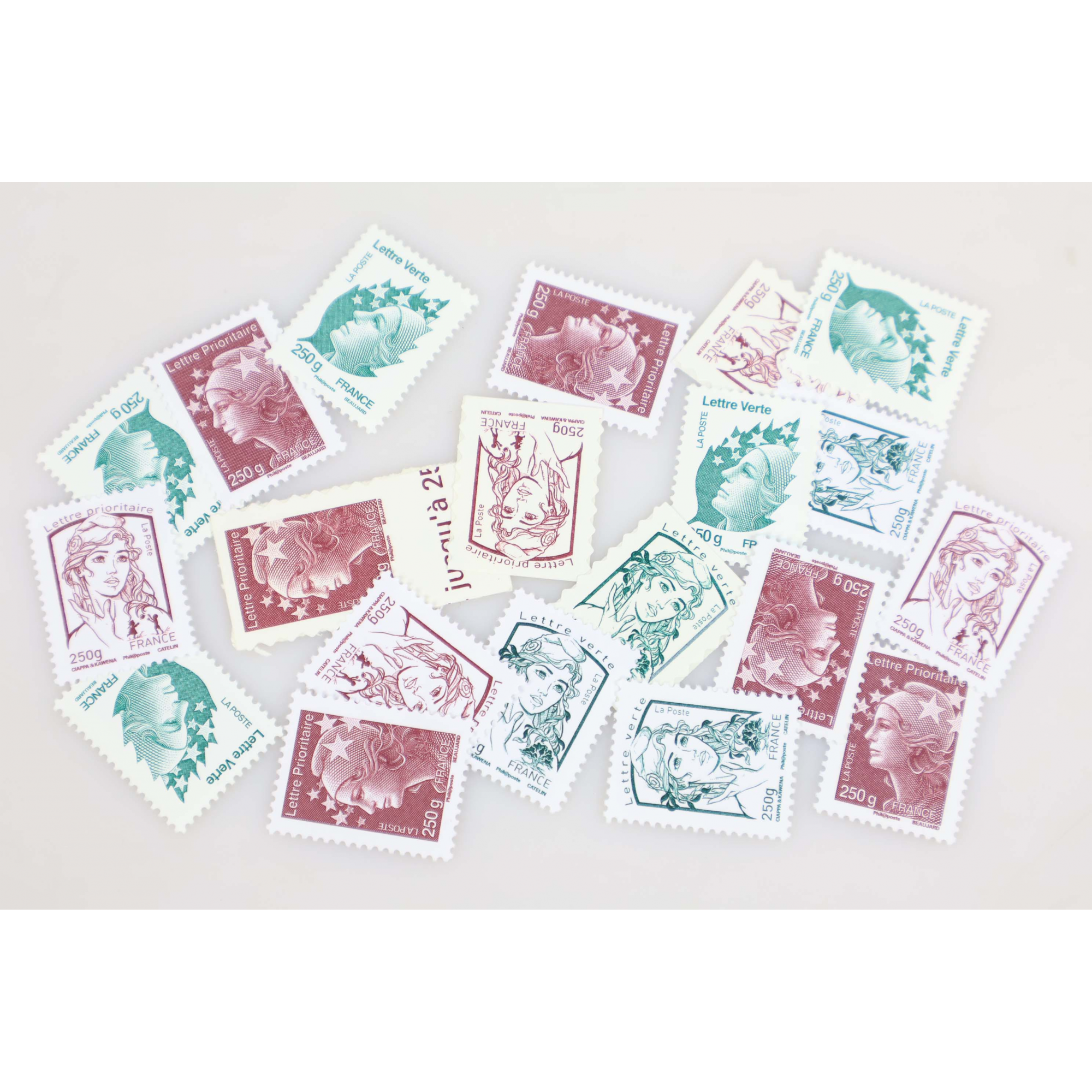 FRANCE LOT DE 20 TIMBRES A VALIDITÉS PERMANENTES POUR LETTRES 250G, VP MARIANNES