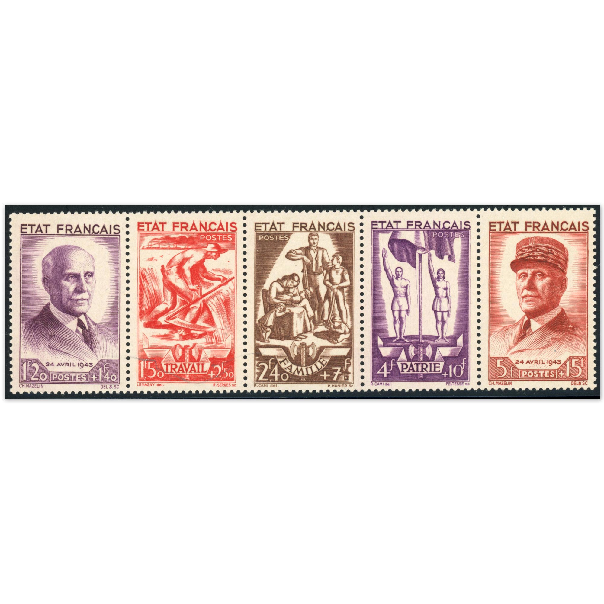 FRANCE BANDE PÉTAIN N°580A TIMBRES NEUFS** ANNÉE 1943 SUPERBE QUALITÉ COTE 155€