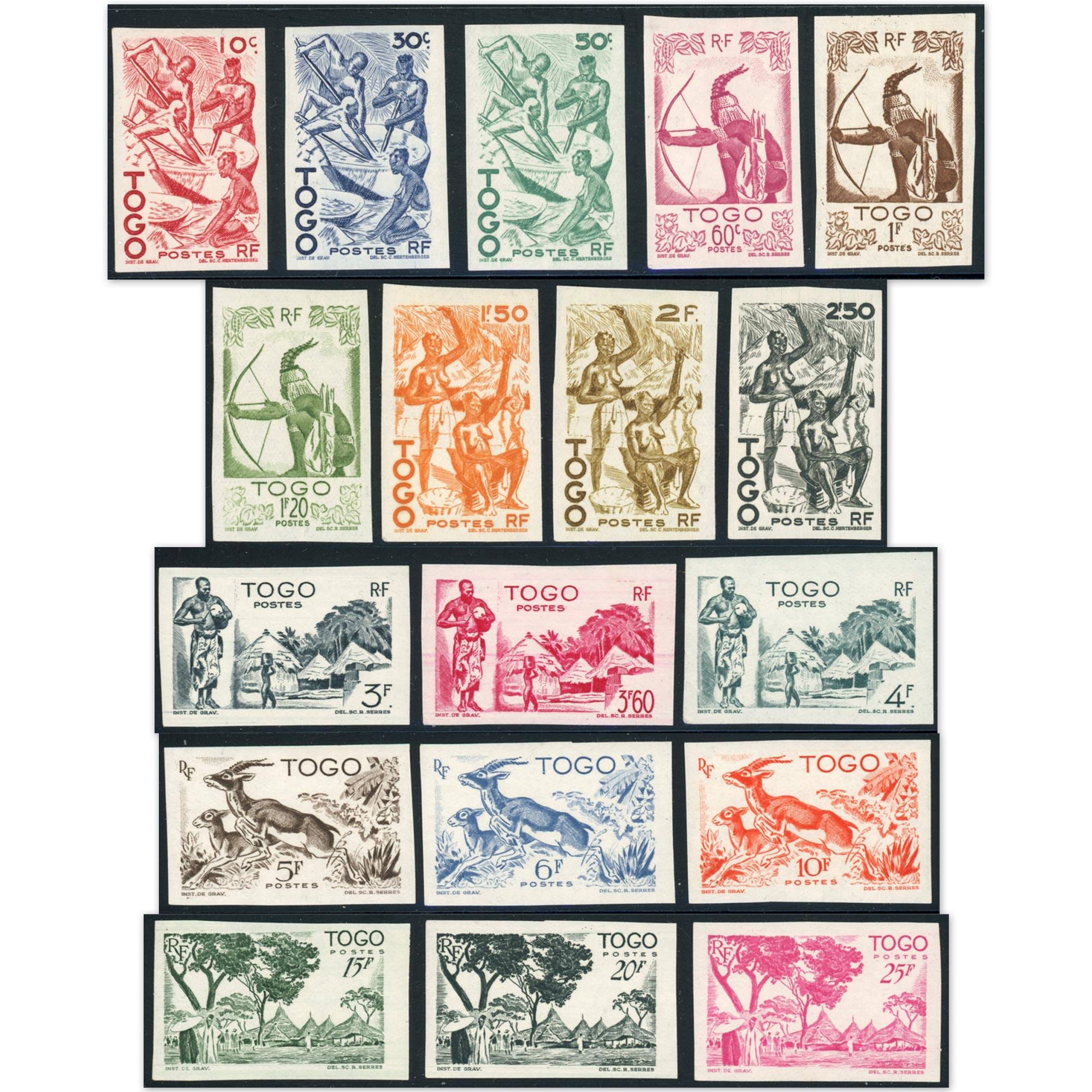 TOGO NON DENTELÉS N°236/263 SÉRIE COMPLÈTE ANCIENNES COLOS FR TIMBRES NEUFS**