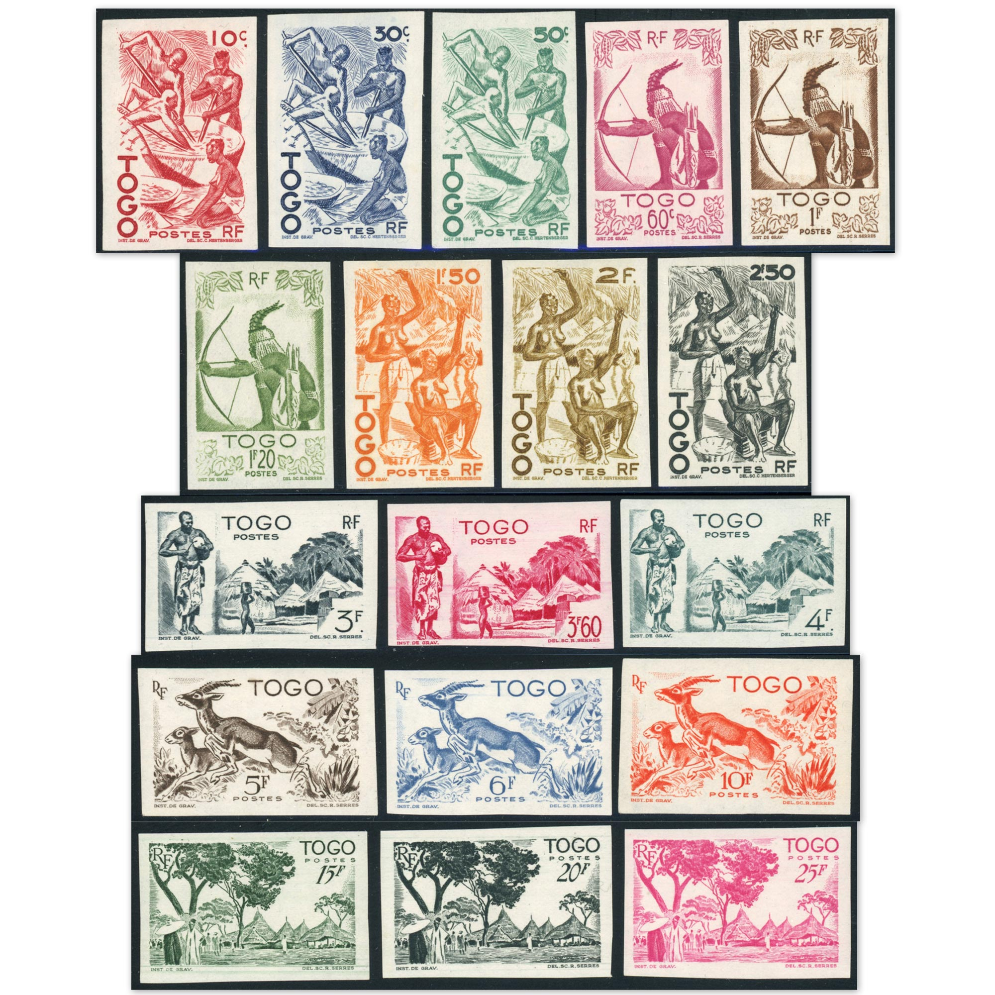 TOGO NON DENTELÉS N°236/263 SÉRIE COMPLÈTE ANCIENNES COLOS FR TIMBRES NEUFS