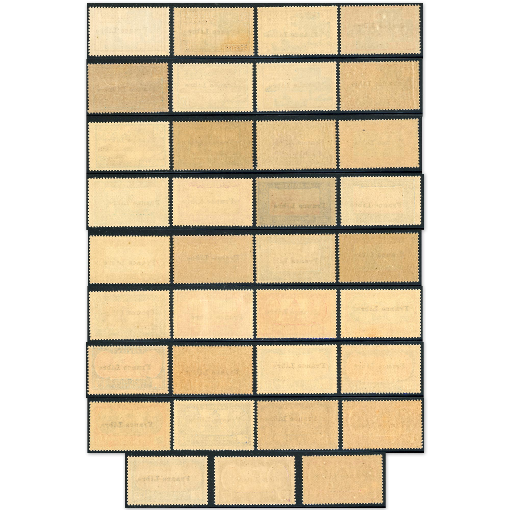 NC FRANCE LIBRE N°195 À 229 SÉRIE COMPLÈTE DE 35 TIMBRES NEUFS GOMMES PARTIELLES