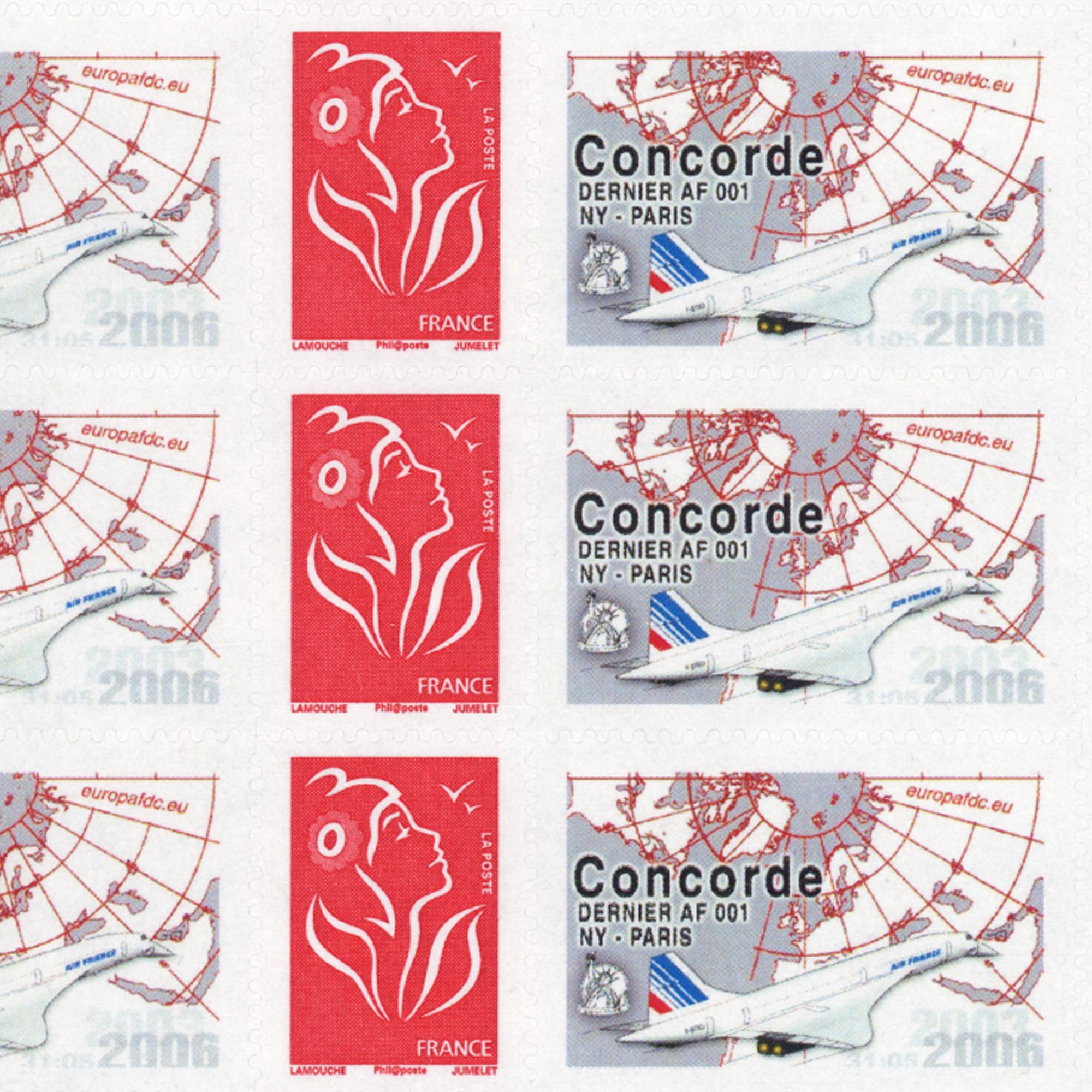FEUILLE PERSONNALISÉE N°F3802Ab AUTOADHÉSIF VIGNETTE "CONCORDE" COTE 110€