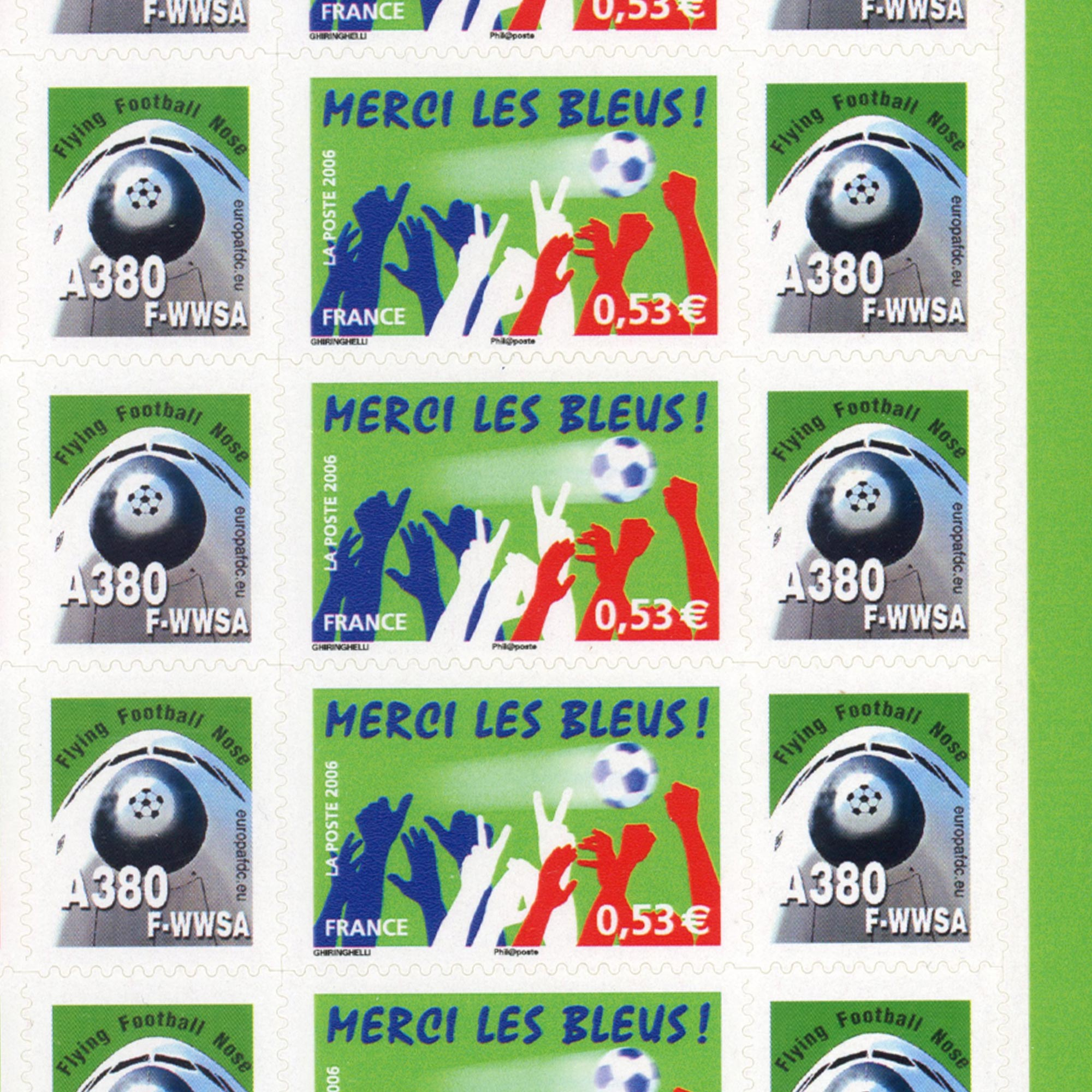 FEUILLE PERSONNALISÉE N°F3936B AUTOADHÉSIVE VIGNETTE "A380" COTE 200€