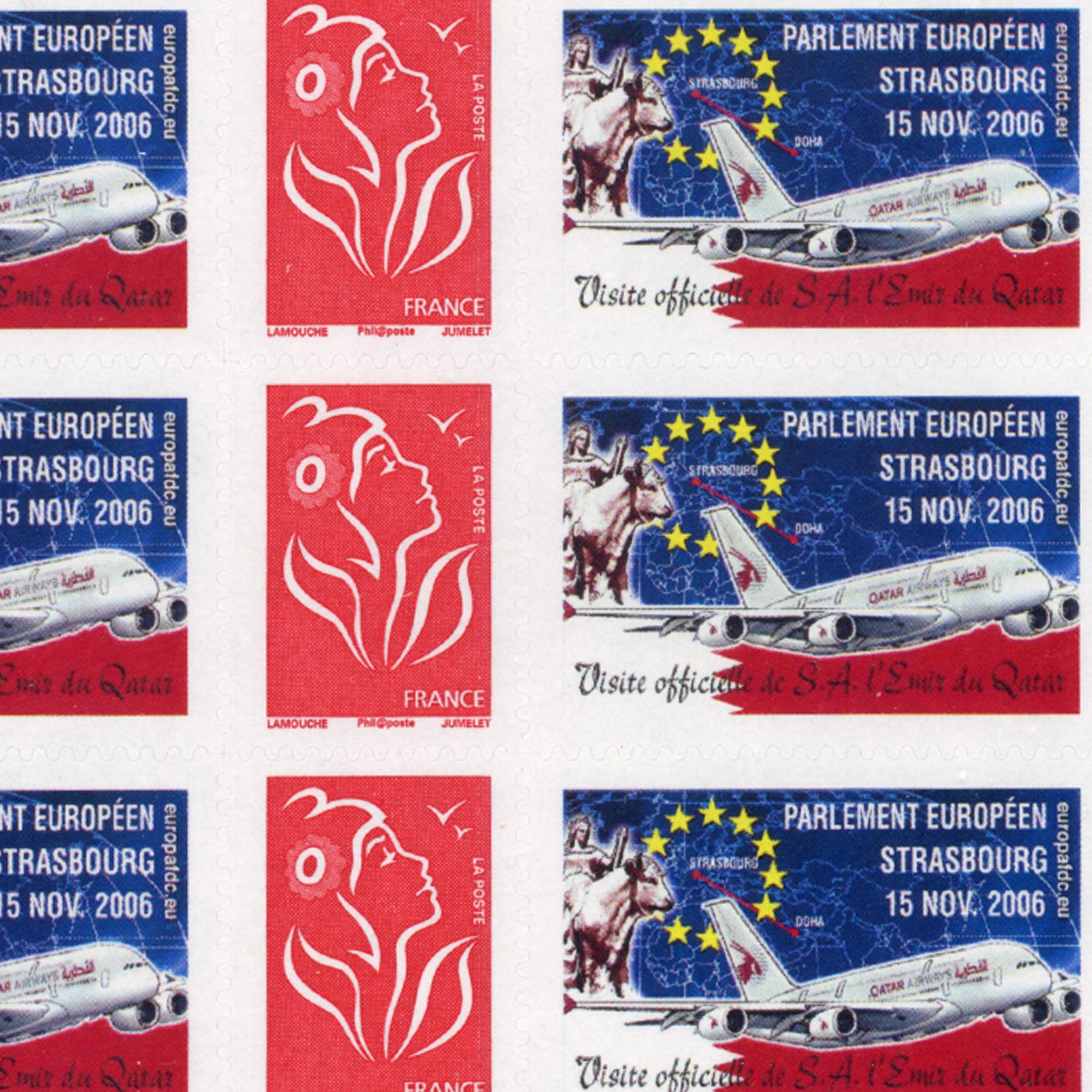 FEUILLE PERSONNALISÉE N°F3802Ab AUTOADHÉSIF VIGNETTE "PARLEMENT EUROPÉEN"