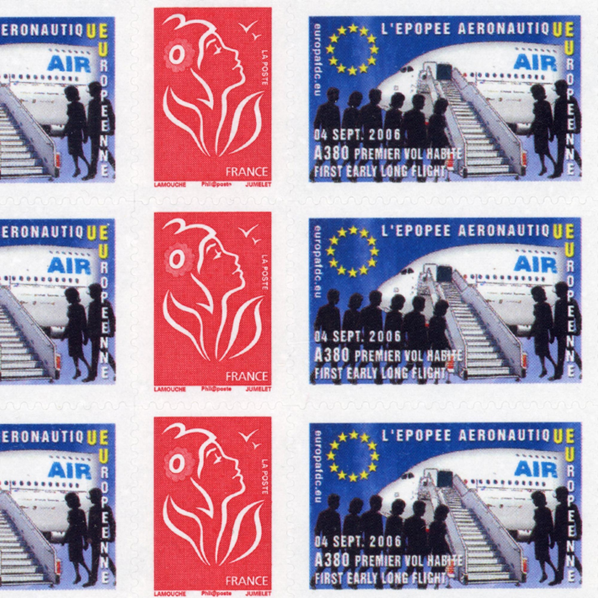 FEUILLE PERSONNALISÉE N°F3802Ab AUTOADHÉSIF VIGNETTE "ÉPOPÉE AÉRONAUTIQUE"