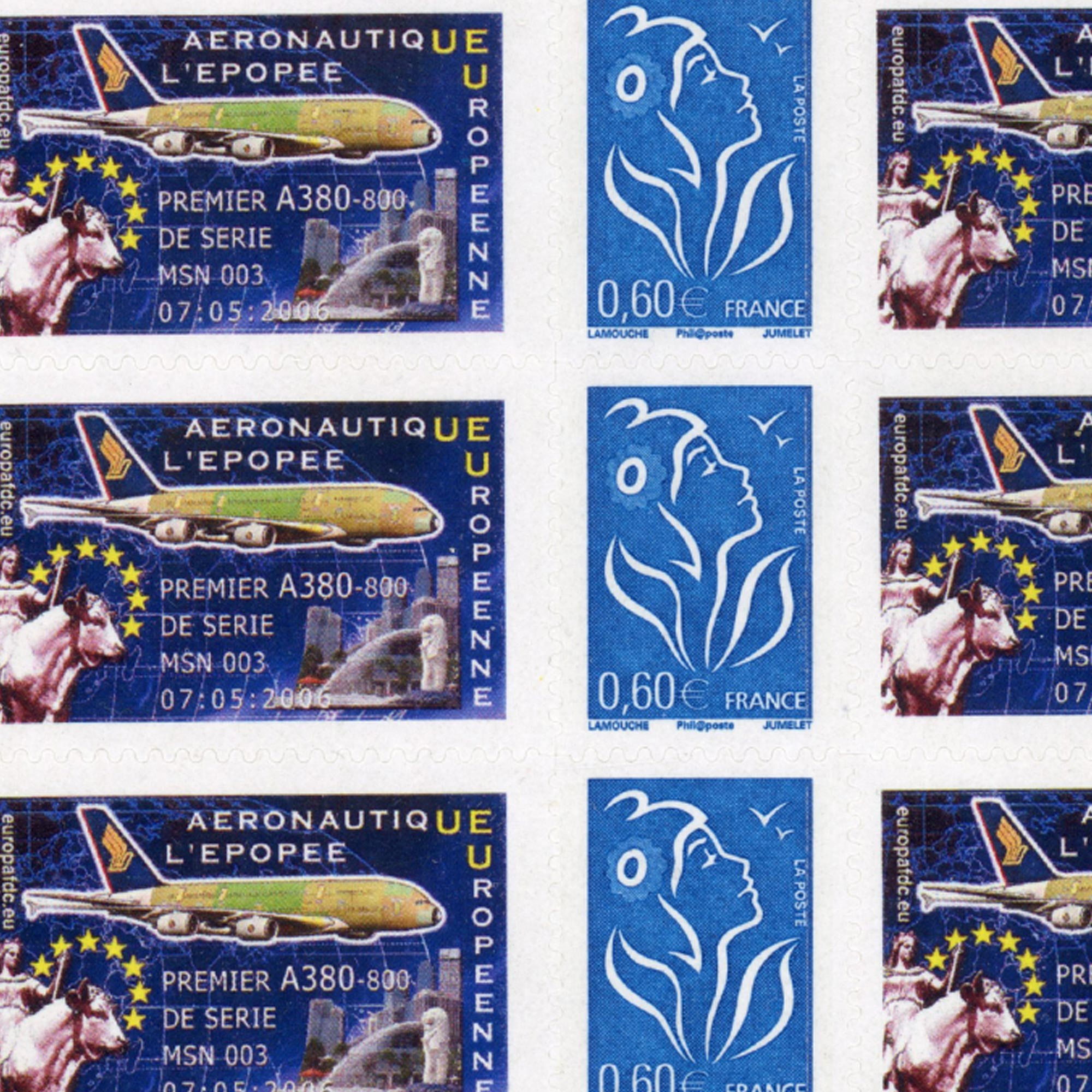 FEUILLE PERSONNALISÉE N°F3966Aa AUTOADHÉSIF VIGNETTE "ÉPOPÉE AÉRONAUTIQUE"