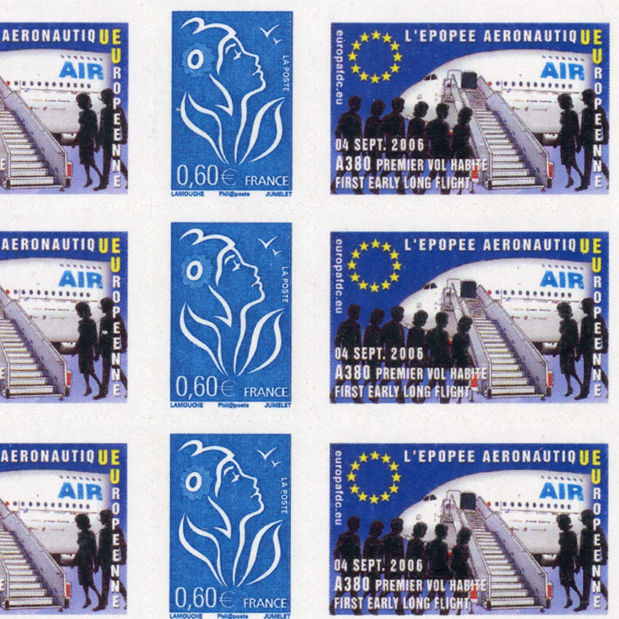 FEUILLE PERSONNALISÉE N°F3966Aa AUTOADHÉSIF VIGNETTE "ÉPOPÉE AÉRONAUTIQUE" RARE