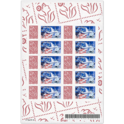 FEUILLE PERSONNALISÉE N°F3969Aa AUTOADHÉSIF VIGNETTE "1ER ATTERRISSAGE AUX USA"