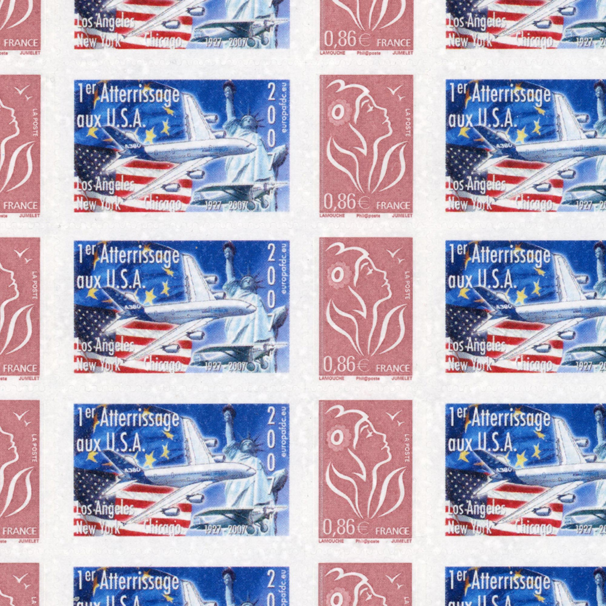 FEUILLE PERSONNALISÉE N°F3969Aa AUTOADHÉSIF VIGNETTE "1ER ATTERRISSAGE AUX USA"