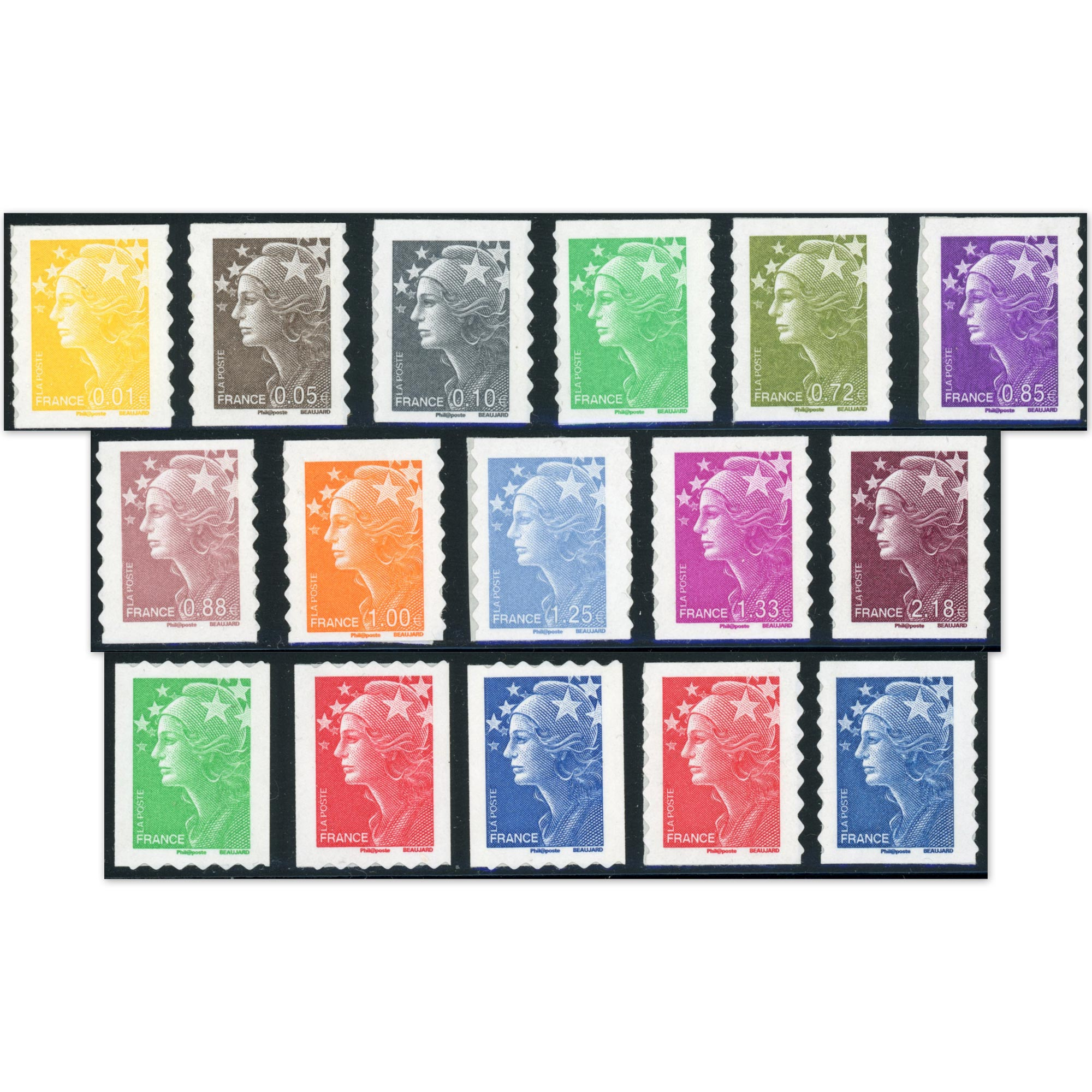 FRANCE SÉRIE N° 208 À 221 + 175a et 179a, TIMBRES AUTOADHÉSIFS NEUFS - 2008