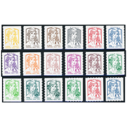 TIMBRES FRANCE AUTOADHÉSIFS MARIANNES CIAPPA ET KAWENA N° 847 À 864, ANNÉE 2013"