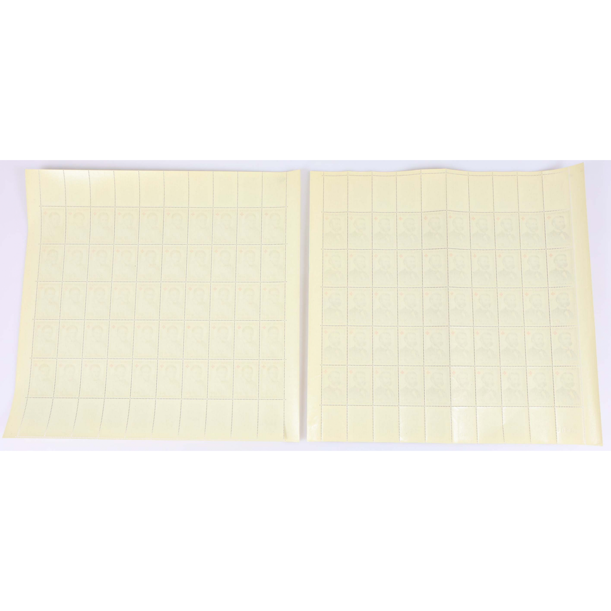 FEUILLES COMPLÈTES DE 50 TIMBRES N°1187/1188 CROIX-ROUGE TIMBRES DE FRANCE NEUFS