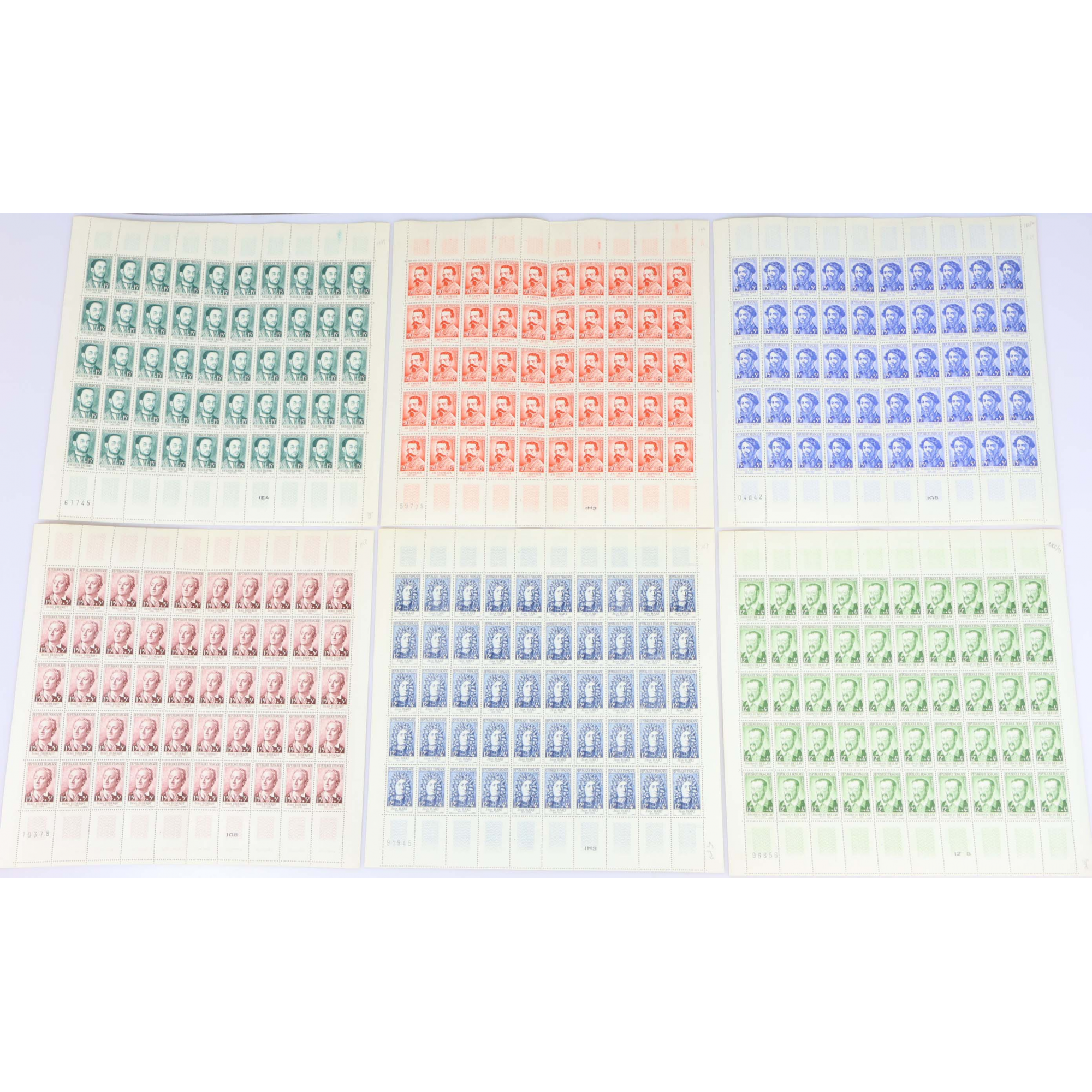 FEUILLES COMPLÈTES SÉRIE N°1166 À 1171 "CÉLÉBRITES FRANCAISES" TIMBRES NEUFS**