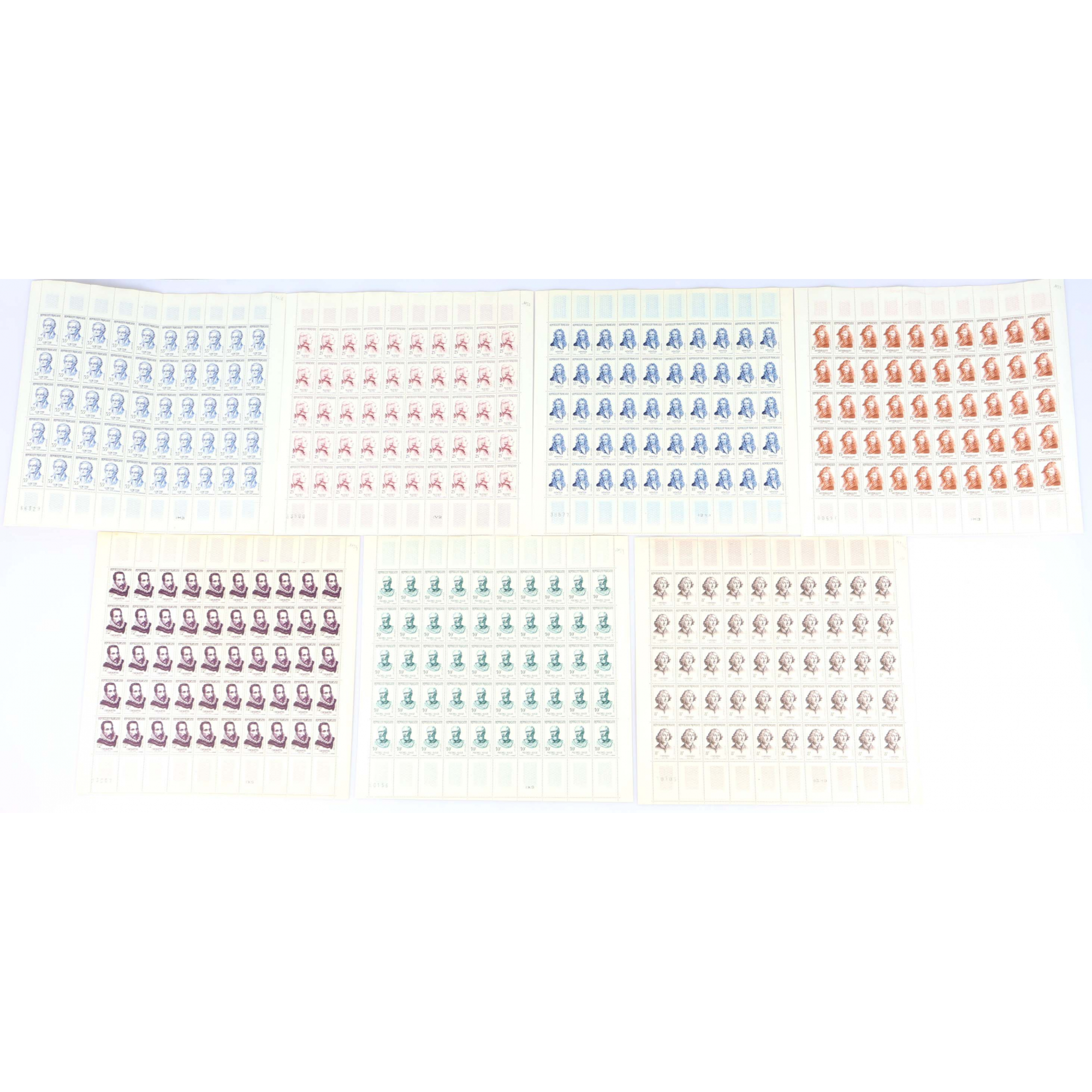 FEUILLES COMPLÈTES SÉRIE N°1142 À 1145 "MÉDECINS FRANCAIS" TIMBRES NEUFS**