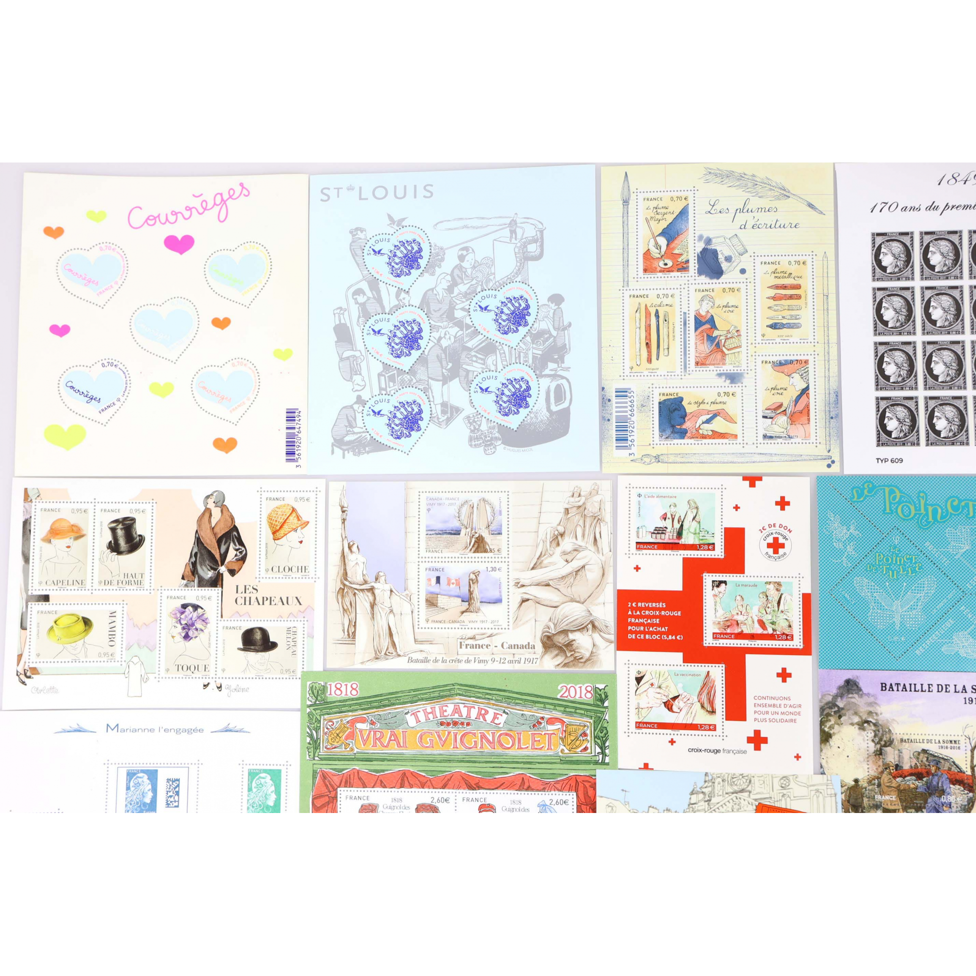 LOT CONSÉQUENT DE TIMBRES DE FRANCE ET BLOCS ANNÉES 2015 À 2022 FACIALE 700€