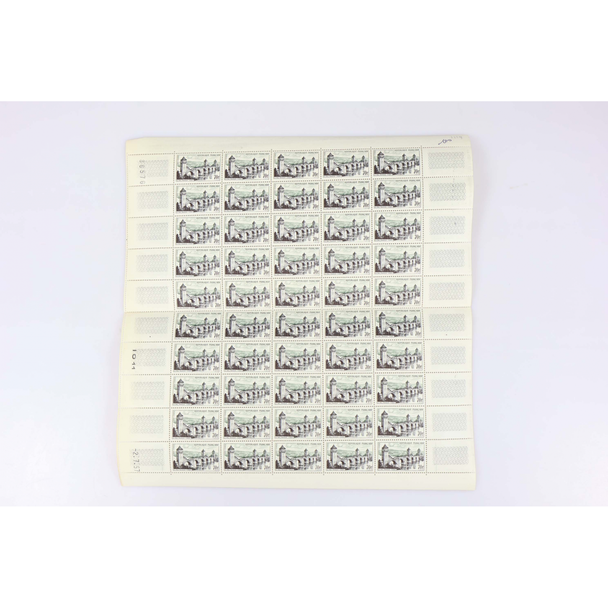 FEUILLE COMPLÈTE DE 50 TIMBRES N°1119 "CAHORS" TIMBRES DE FRANCE NEUFS**