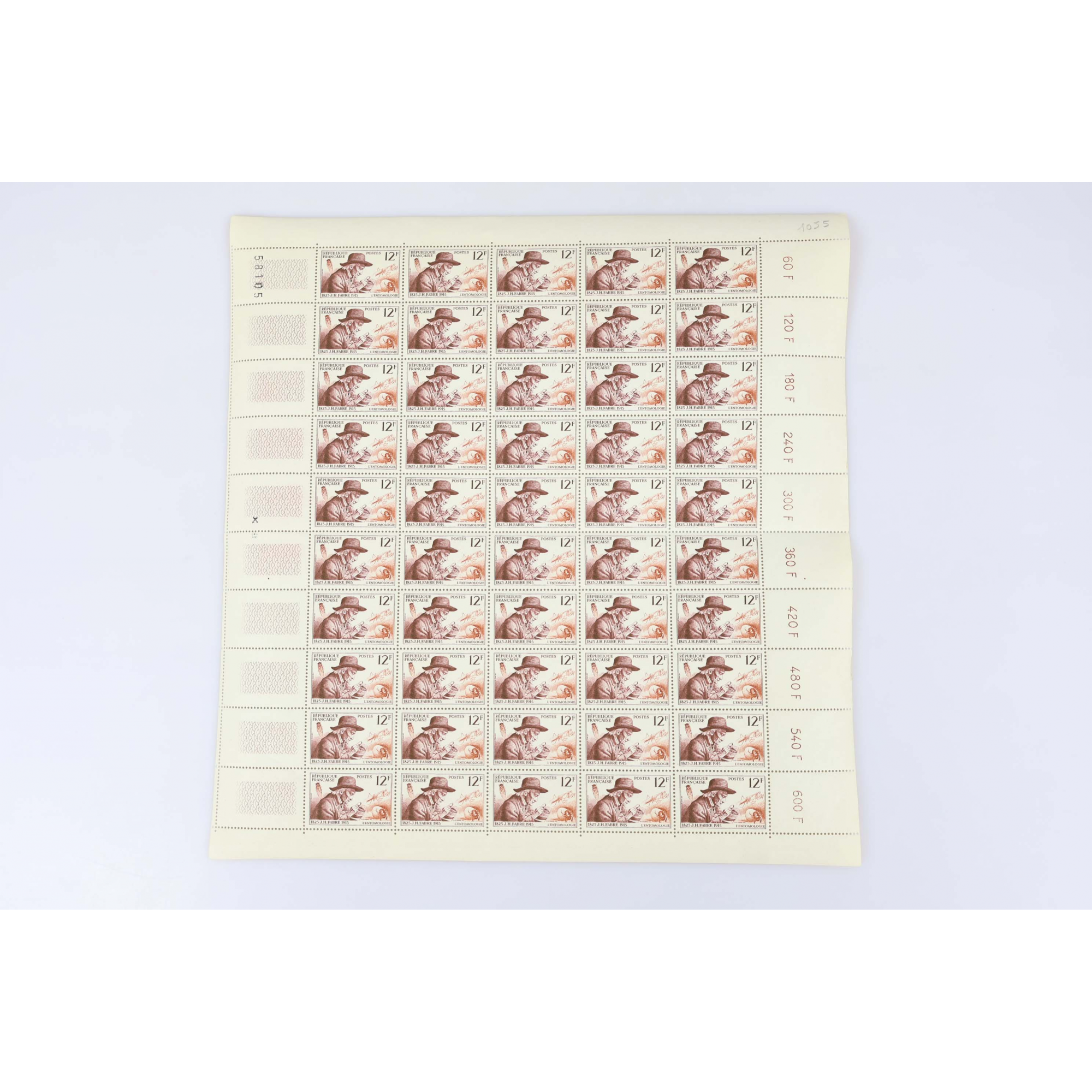 FEUILLES COMPLÈTES SÉRIE N°1055 À 1058 "INVENTEURS FRANCAIS" TIMBRES NEUFS**