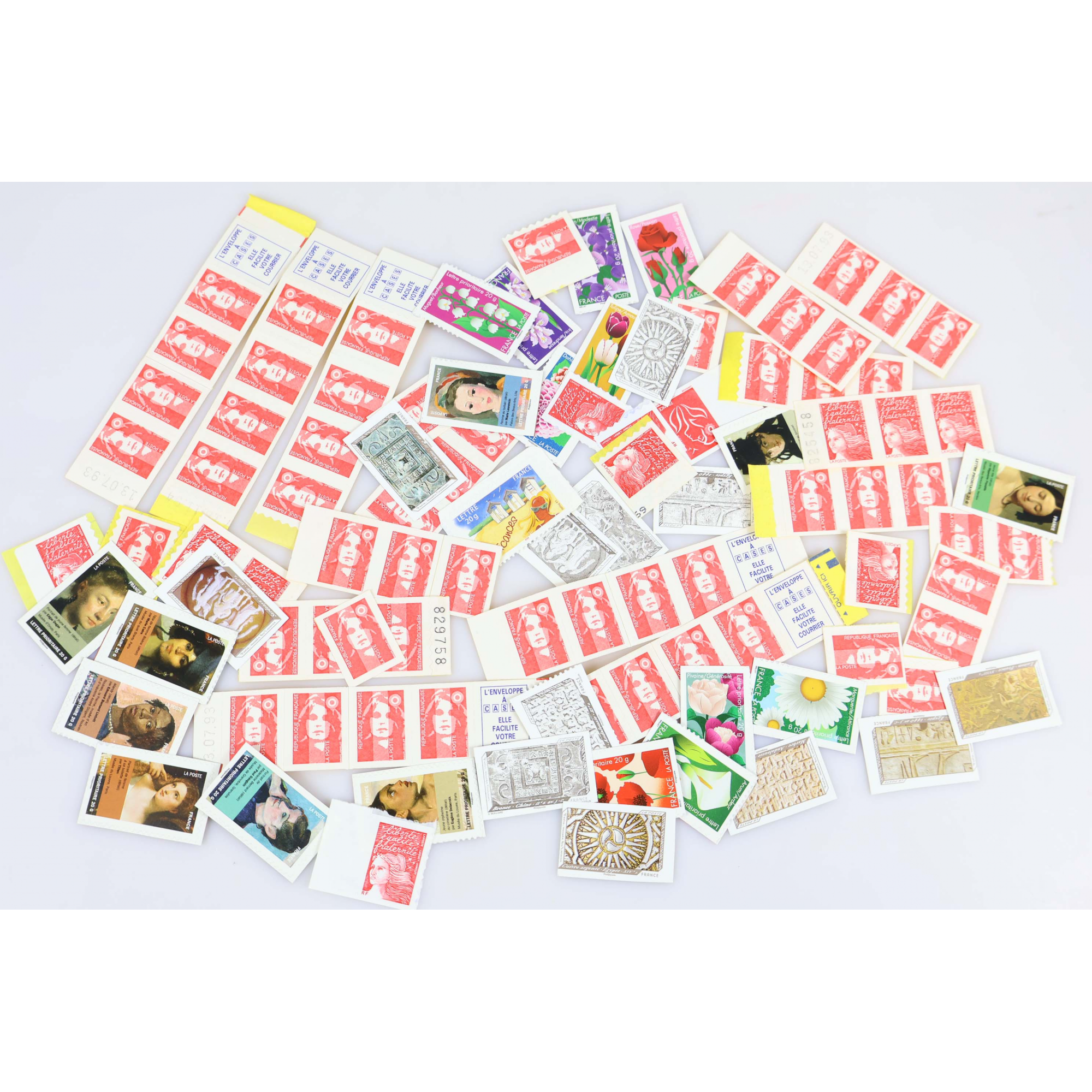 LOT DE 100 TIMBRES A VALIDITÉ PERMANENTE, TVP AUTOADHÉSIFS LETTRES 20G FRANCE
