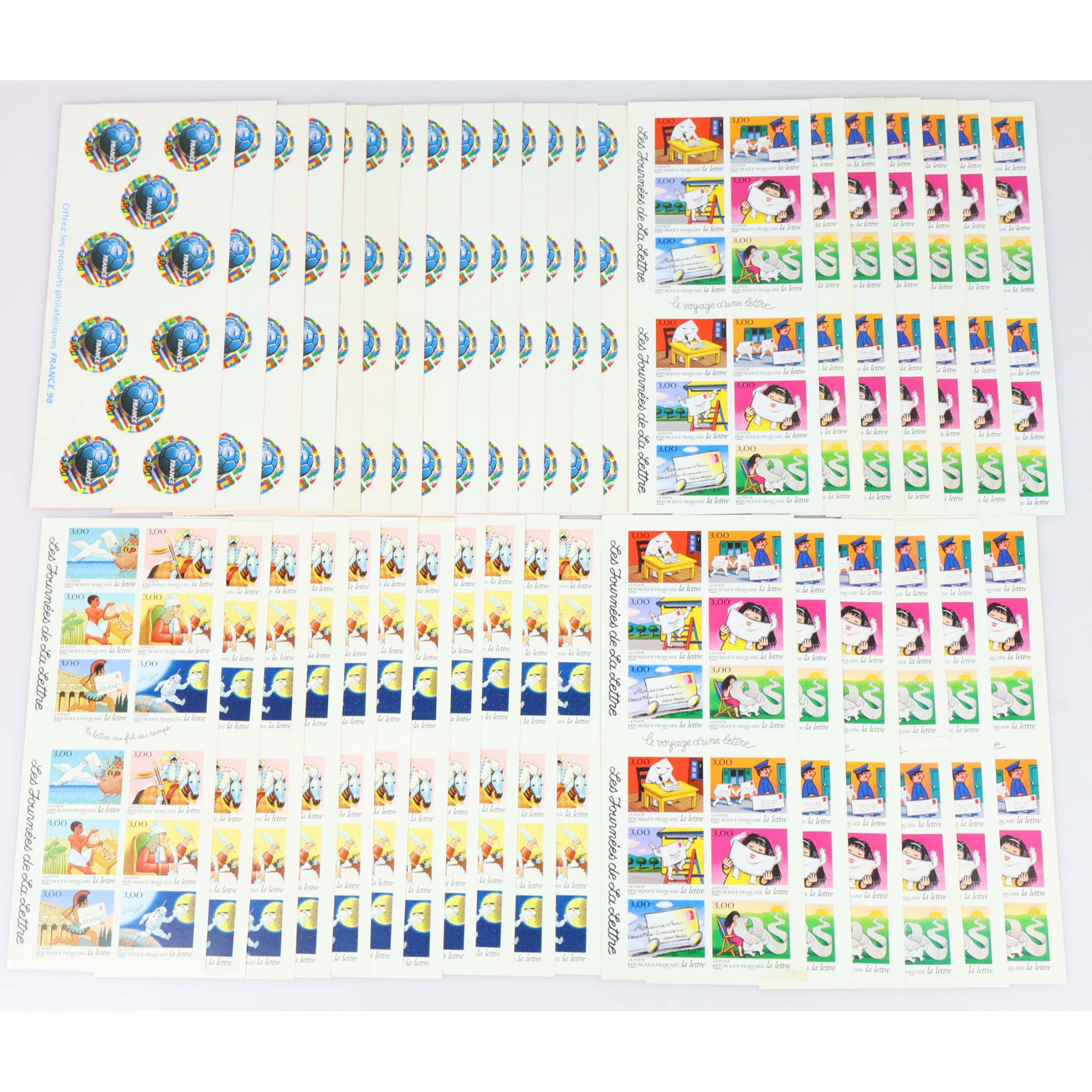 LOT CARNETS AUTOADHÉSIFS TIMBRES 3 FRANCS AVEC DÉFAUTS POUR AFFRANCHIR, VF 195€