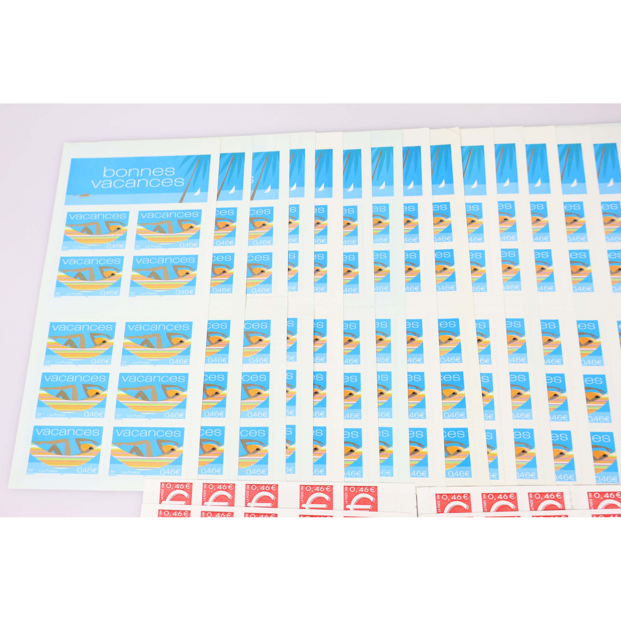 LOT CARNETS AUTOADHÉSIFS AVEC DÉFAUTS TIMBRES 0.46 EUROS POUR AFFRANCHIR VF 184€