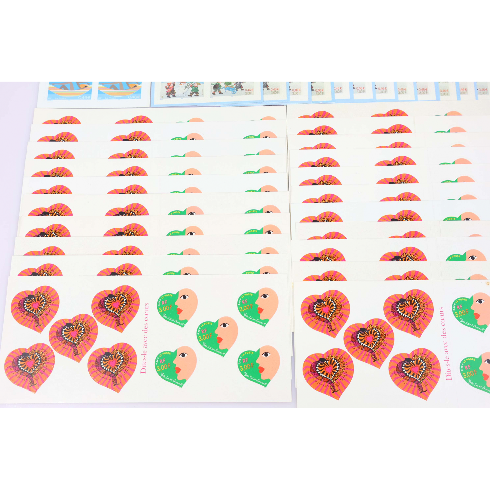 LOT CARNETS AUTOADHÉSIFS AVEC DÉFAUTS TIMBRES 0.46 EUROS POUR AFFRANCHIR VF 161€