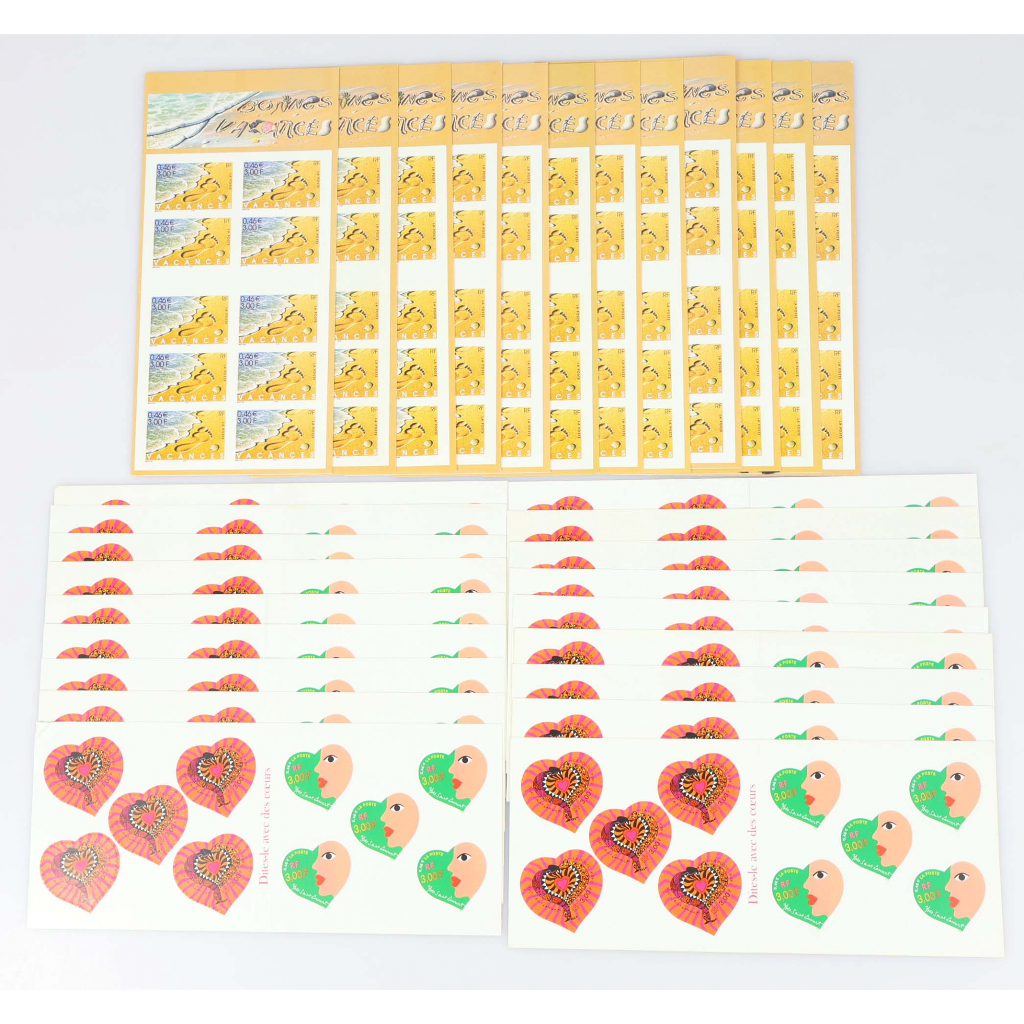 LOT CARNETS TIMBRES AUTOADHÉSIFS AVEC DÉFAUTS 0.46 EUROS POUR AFFRANCHIR VF 138€