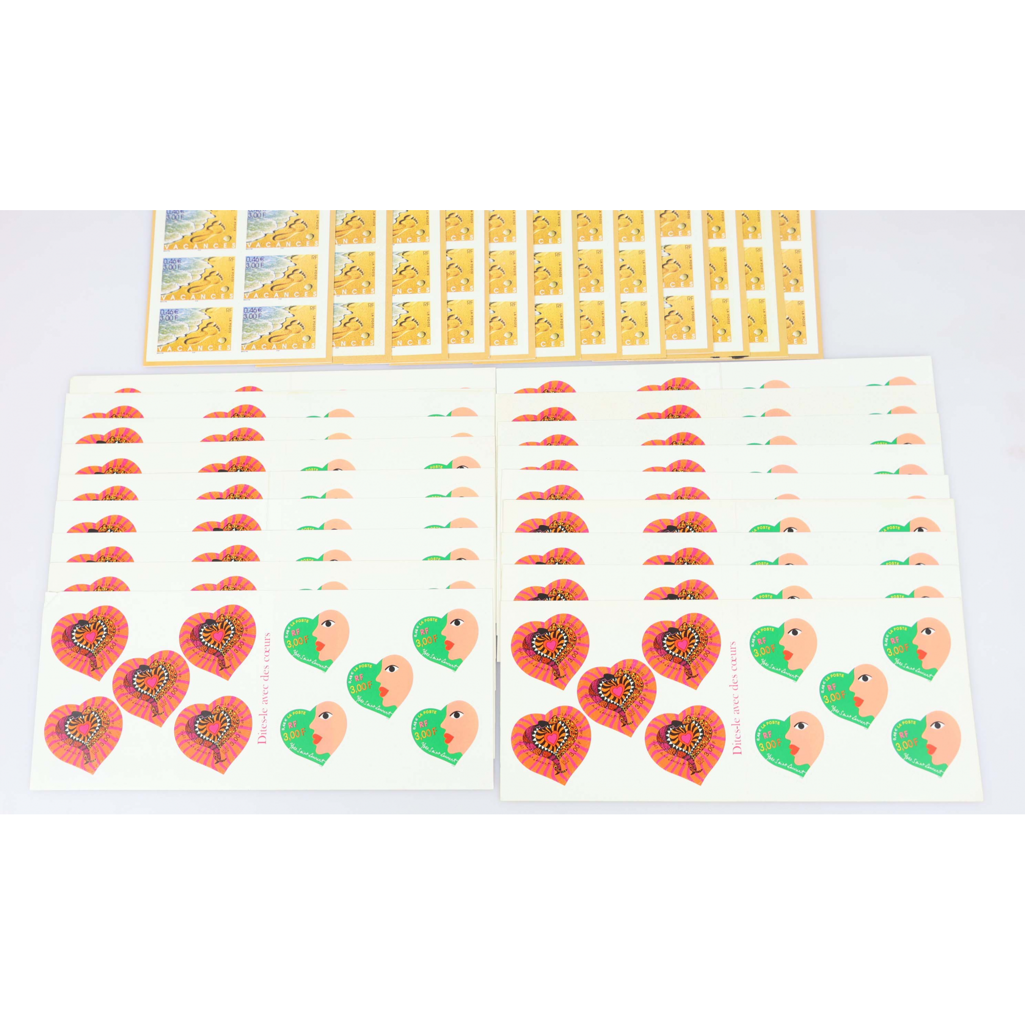 LOT CARNETS TIMBRES AUTOADHÉSIFS AVEC DÉFAUTS 0.46 EUROS POUR AFFRANCHIR VF 138€