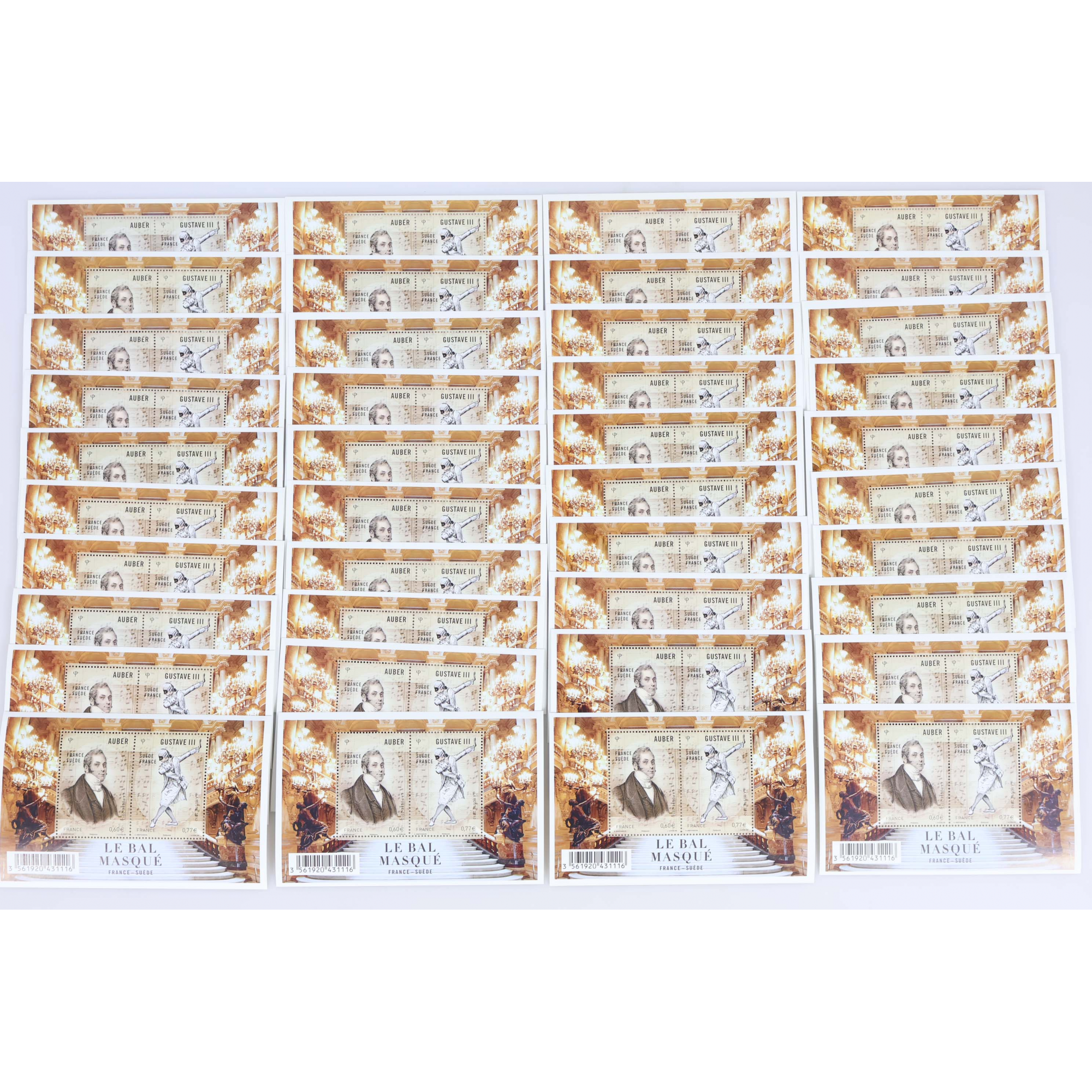 LOT 40 BLOCS N° F4706 LE BAL MASQUÉ 2012 TIMBRES NEUFS** VALEUR FACIALE 54.80€