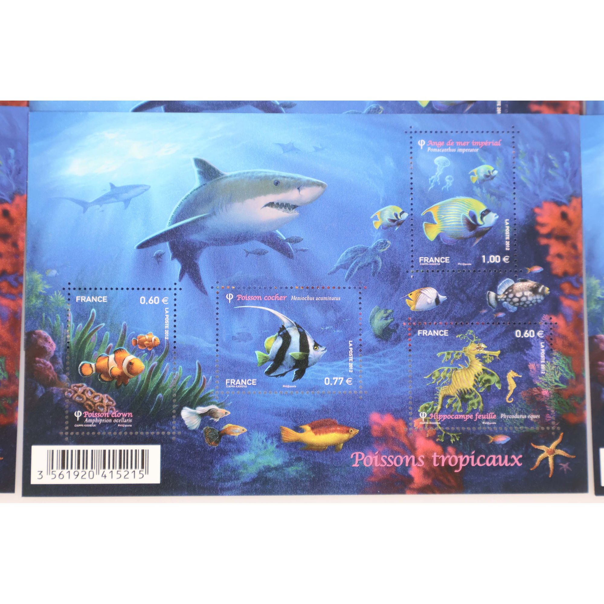 LOT 30 BLOCS N° F4646 POISSONS TROPICAUX TIMBRES NEUFS** VALEUR FACIALE 89.10€