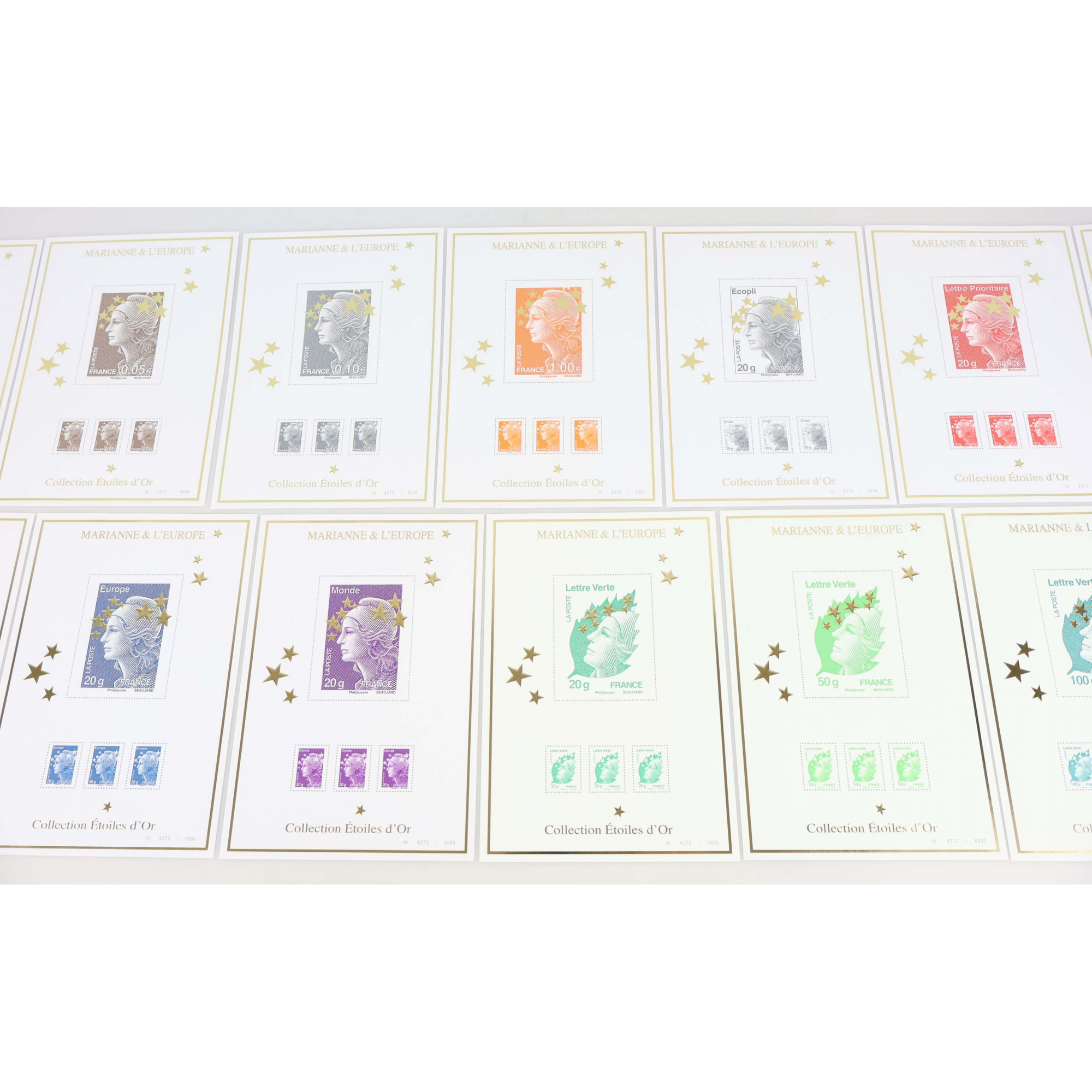 COFFRET 15 BLOCS MARIANNE ET L'EUROPE BEAUJARD ÉTOILES D'OR 2012 TIMBRES NEUFS**