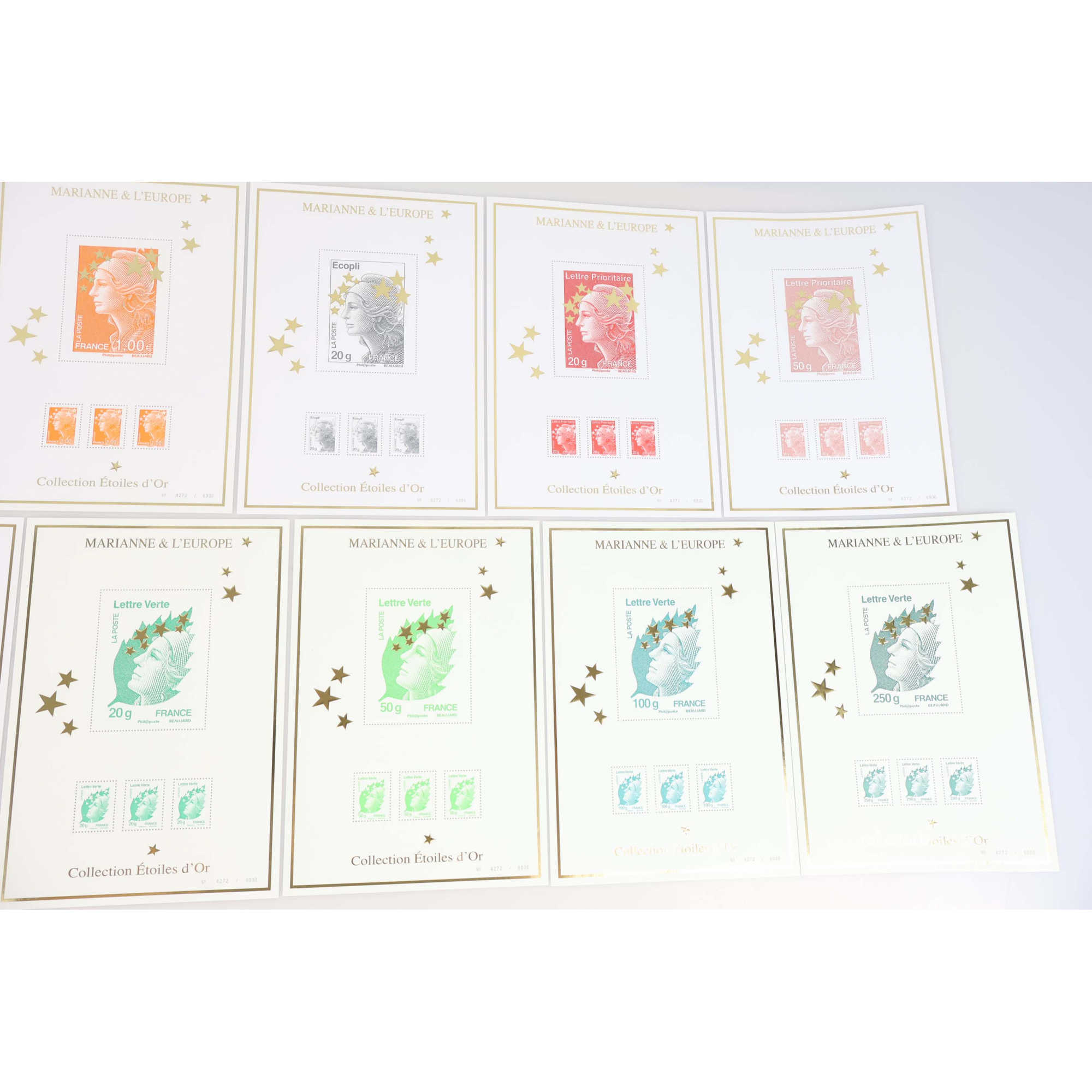 COFFRET 15 BLOCS MARIANNE ET L'EUROPE BEAUJARD ÉTOILES D'OR 2012 TIMBRES NEUFS**