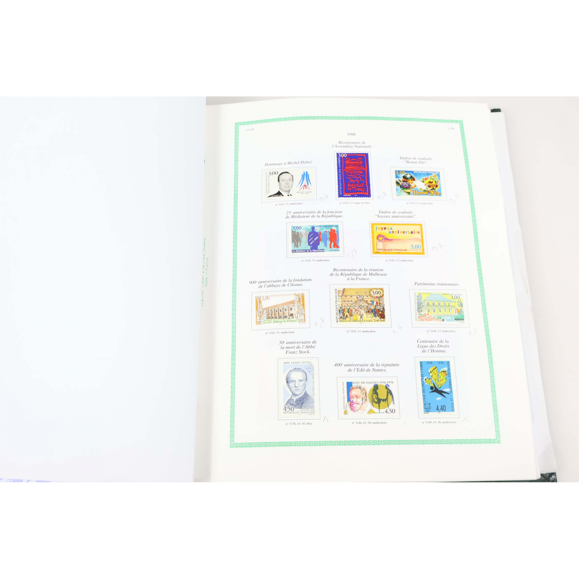 COLLECTION TIMBRES DE FRANCE 1998 À 2005 NEUFS SUR CHARNIERE, FACIALE 700 EUROS