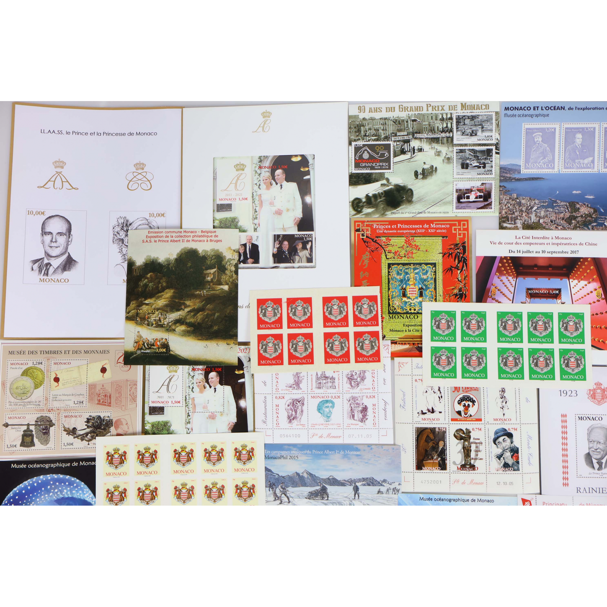 LOT DE TIMBRES/BLOCS/CARNETS DE MONACO JUSQU'À 2021 NEUFS** VALEUR FACIALE 1291€