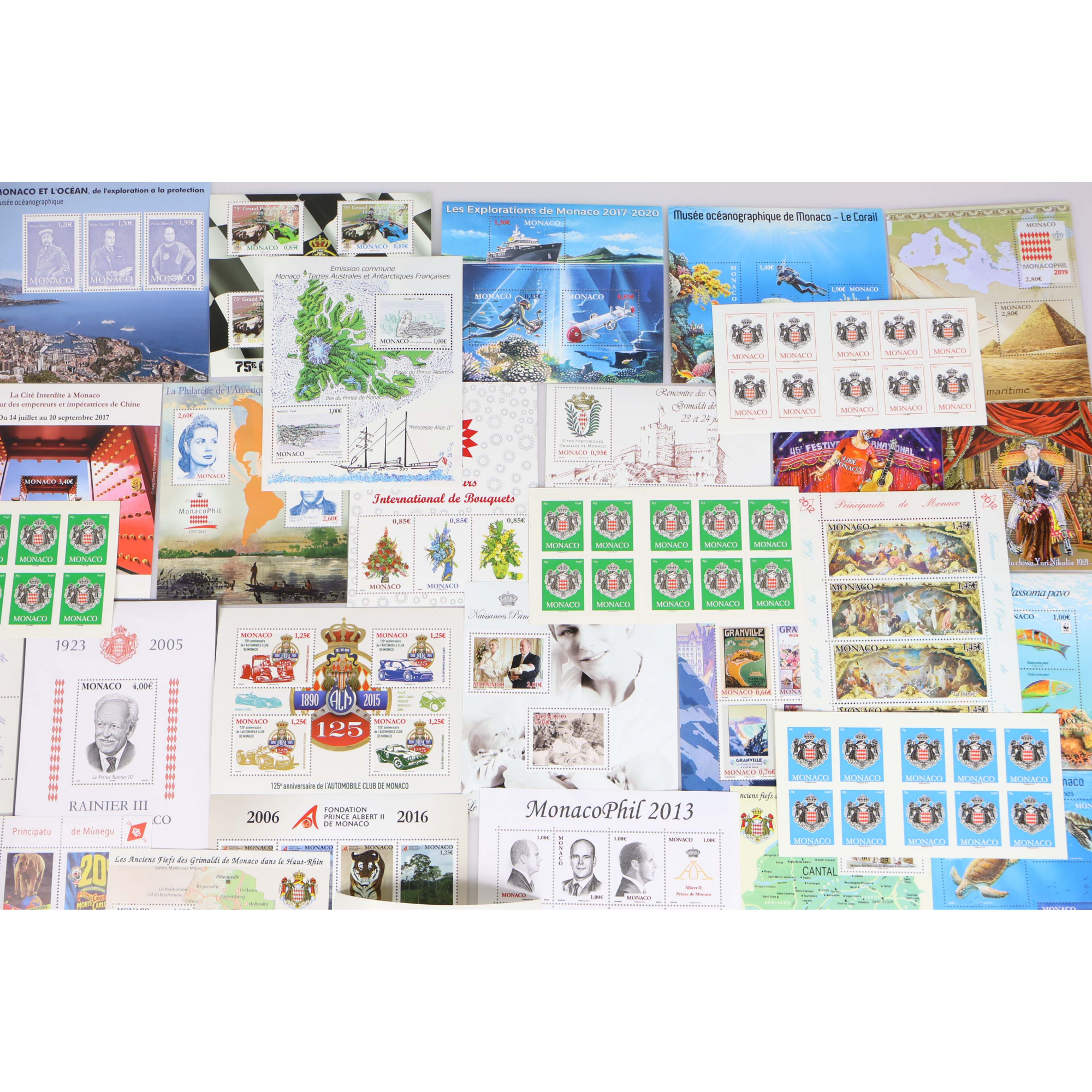 LOT DE TIMBRES/BLOCS/CARNETS DE MONACO JUSQU'À 2021 NEUFS** VALEUR FACIALE 1291€
