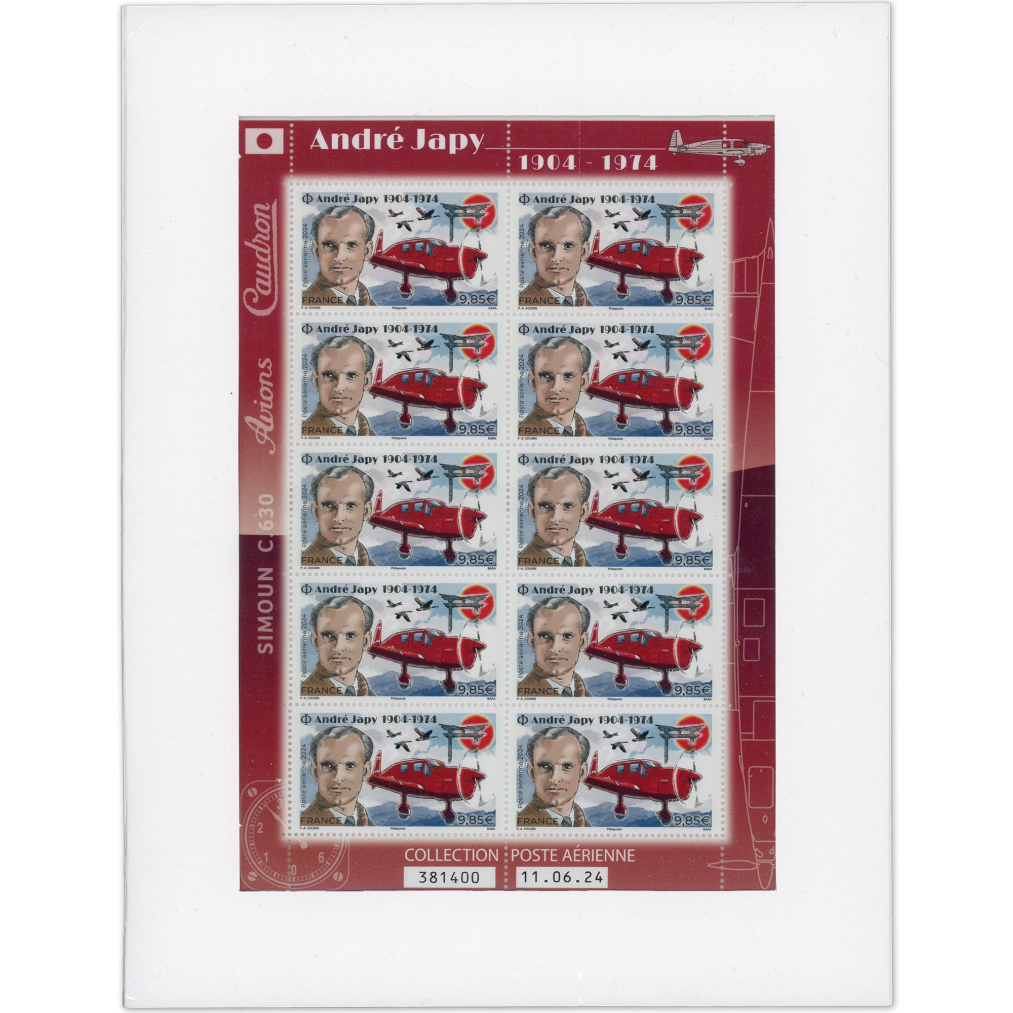 FRANCE PA N°F97a ANDRÉ JAPY FEUILLE COLLECTOR 10 TIMBRES NEUFS** ANNÉE 2024