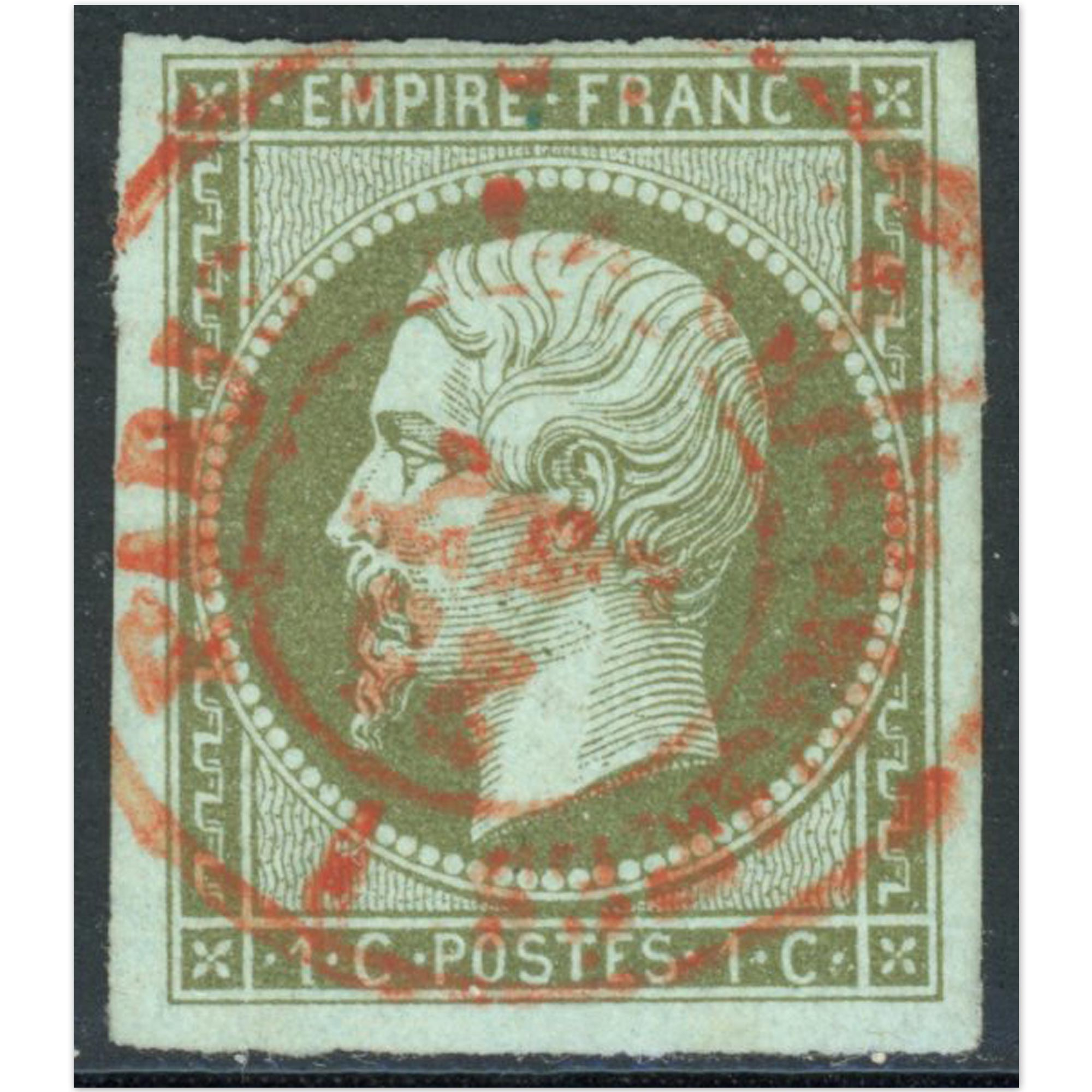 NAPOLÉON N°11 TIMBRE FRANCAIS CLASSIQUE OBLITÉRATION ROUGE ANNEE 1860