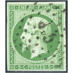 NAPOLÉON N°12 TIMBRE FRANCAIS CLASSIQUE OBLITÉRATION LOSANGE BÂTON ANNÉE 1854