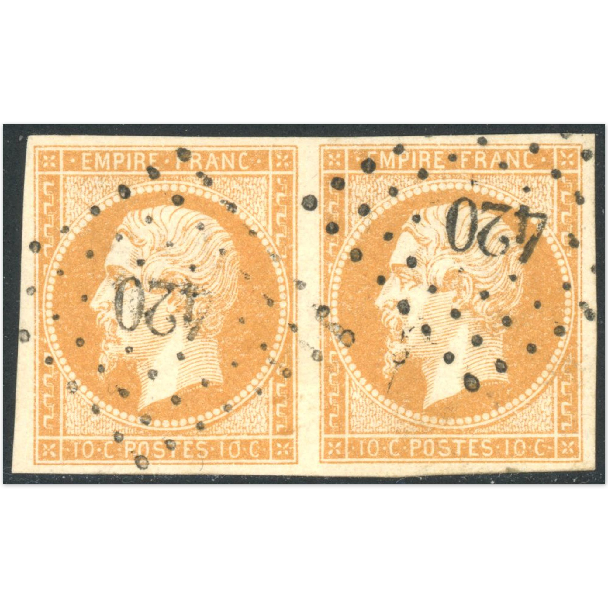 PAIRE NAPOLÉON N°13A TIMBRES FRANCAIS CLASSIQUES OBLITÉRÉS ANNÉE 1853