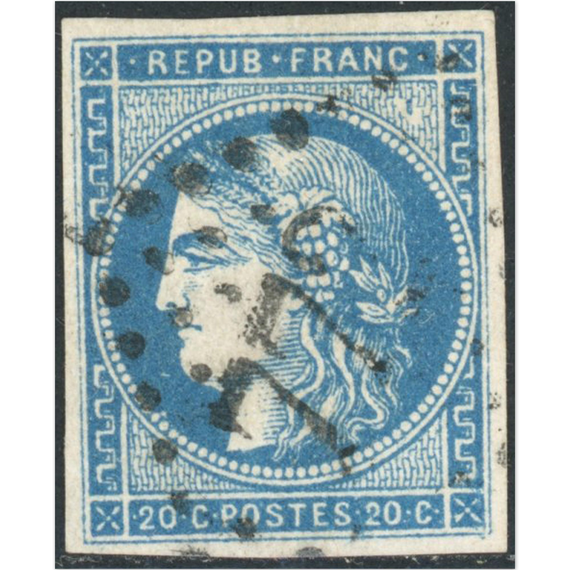 CÉRÈS N°45B EMISSION DE BORDEAUX TIMBRE FR CLASSIQUE OBLITÉRATION GROS CHIFFRES
