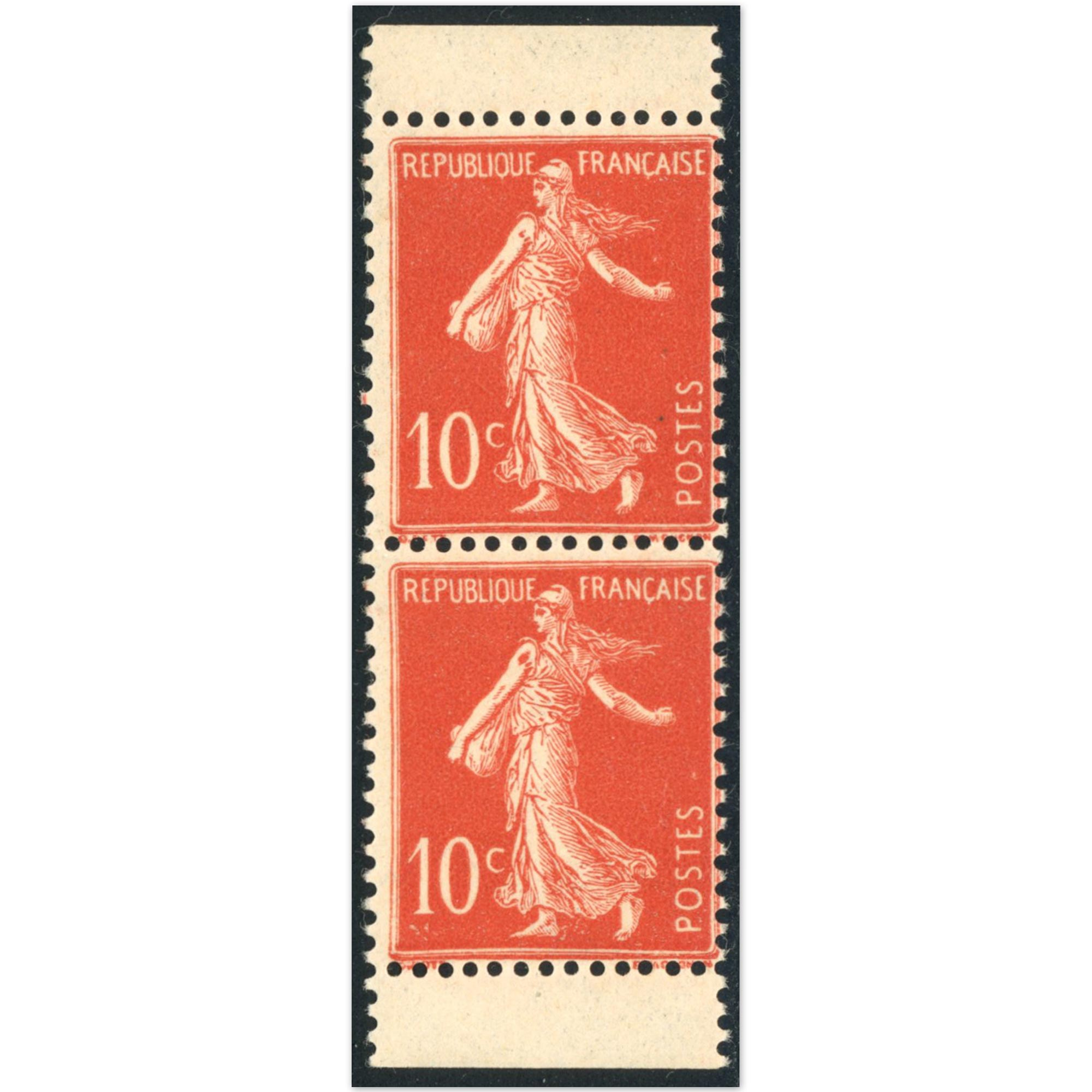 SEMEUSE PAIRE VERTICALE DE CARNET N°135d TIMBRES FRANCE NEUFS** ANNÉE 1906