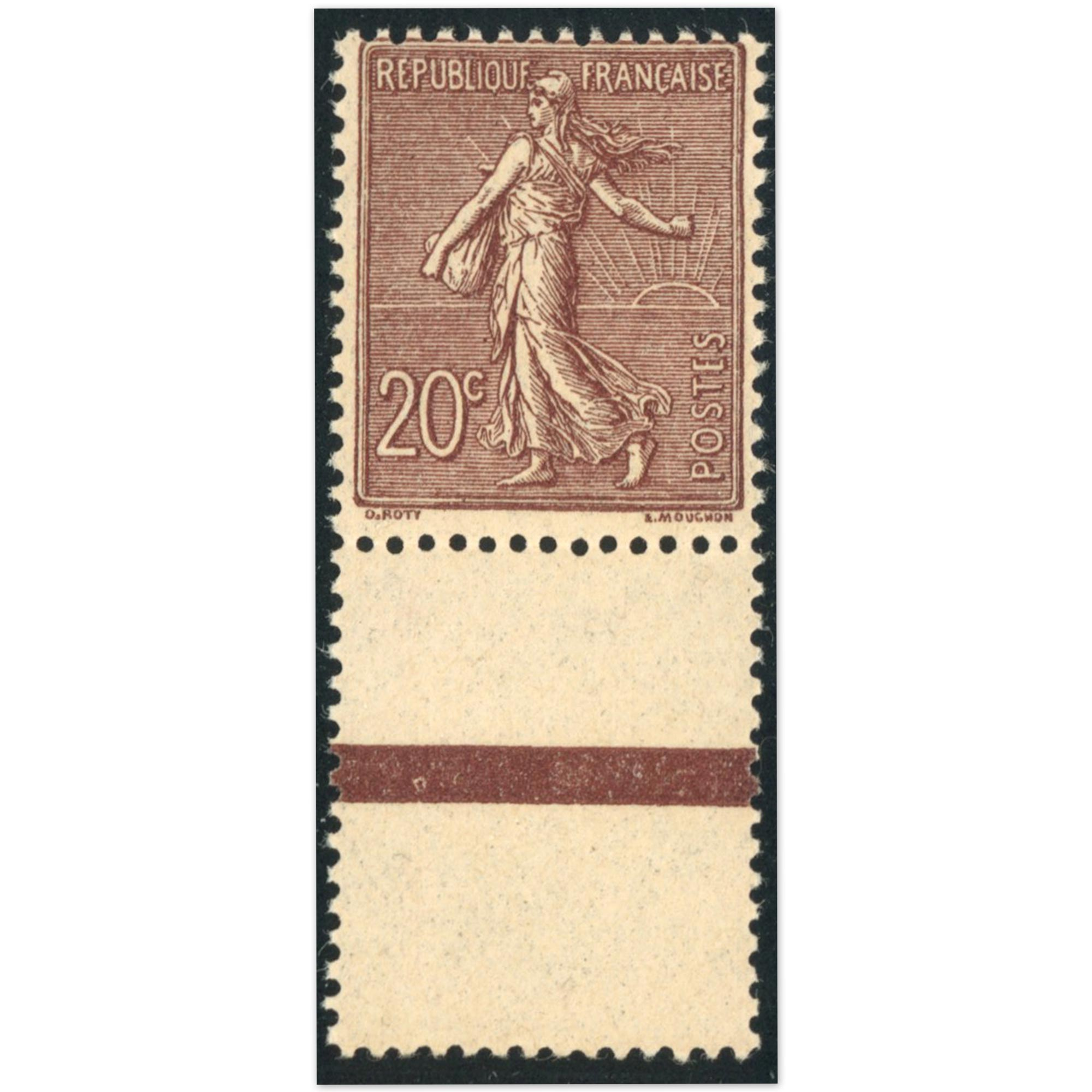 SEMEUSE N°131a BRUN-LILAS TIMBRE FRANCE NEUF** ANNÉE 1903 AVEC BORD DE FEUILLE