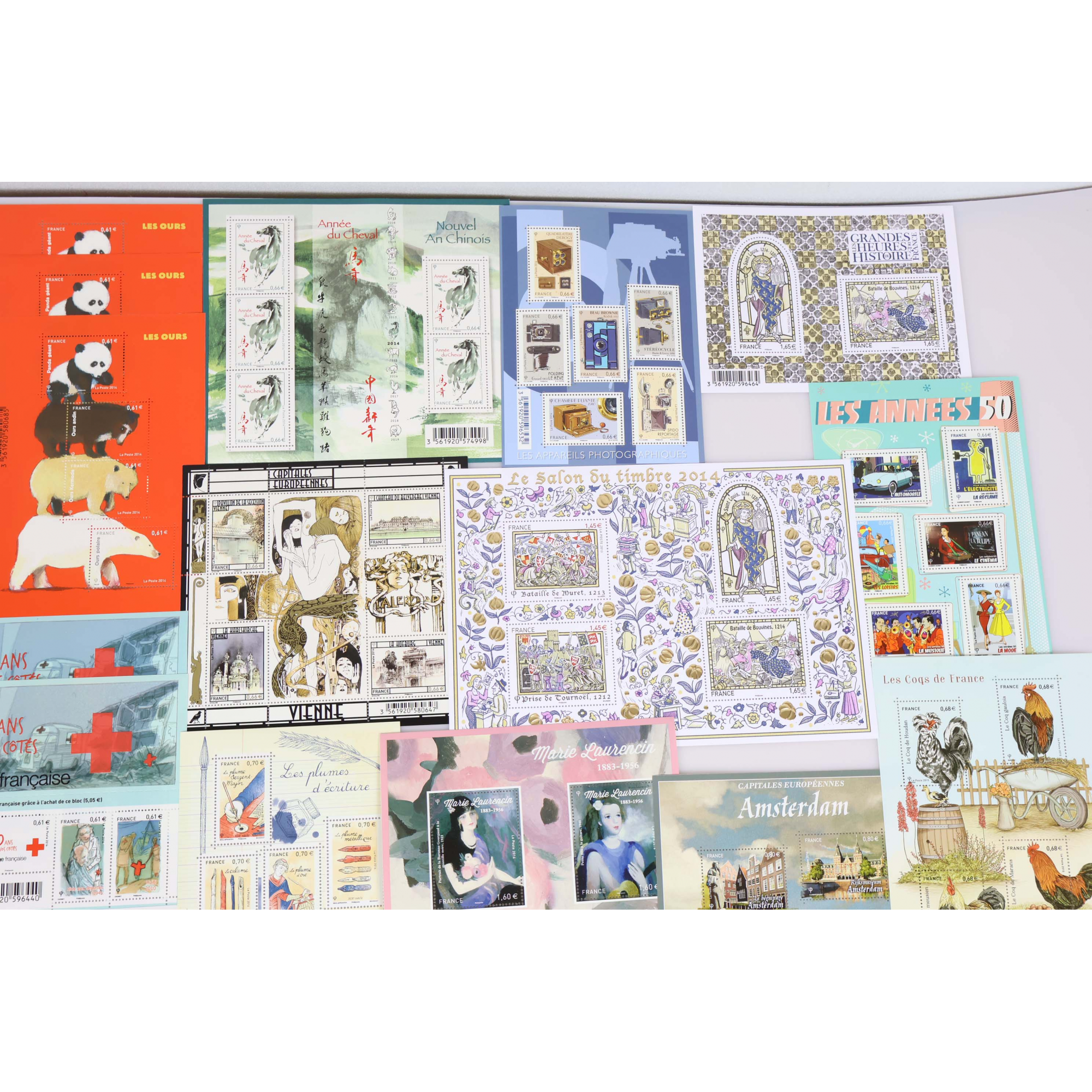 LOT DE TIMBRES/BLOCS DE FRANCE EN EUROS NEUFS** ENTRE 2014-2016 FACIALE 101.51€