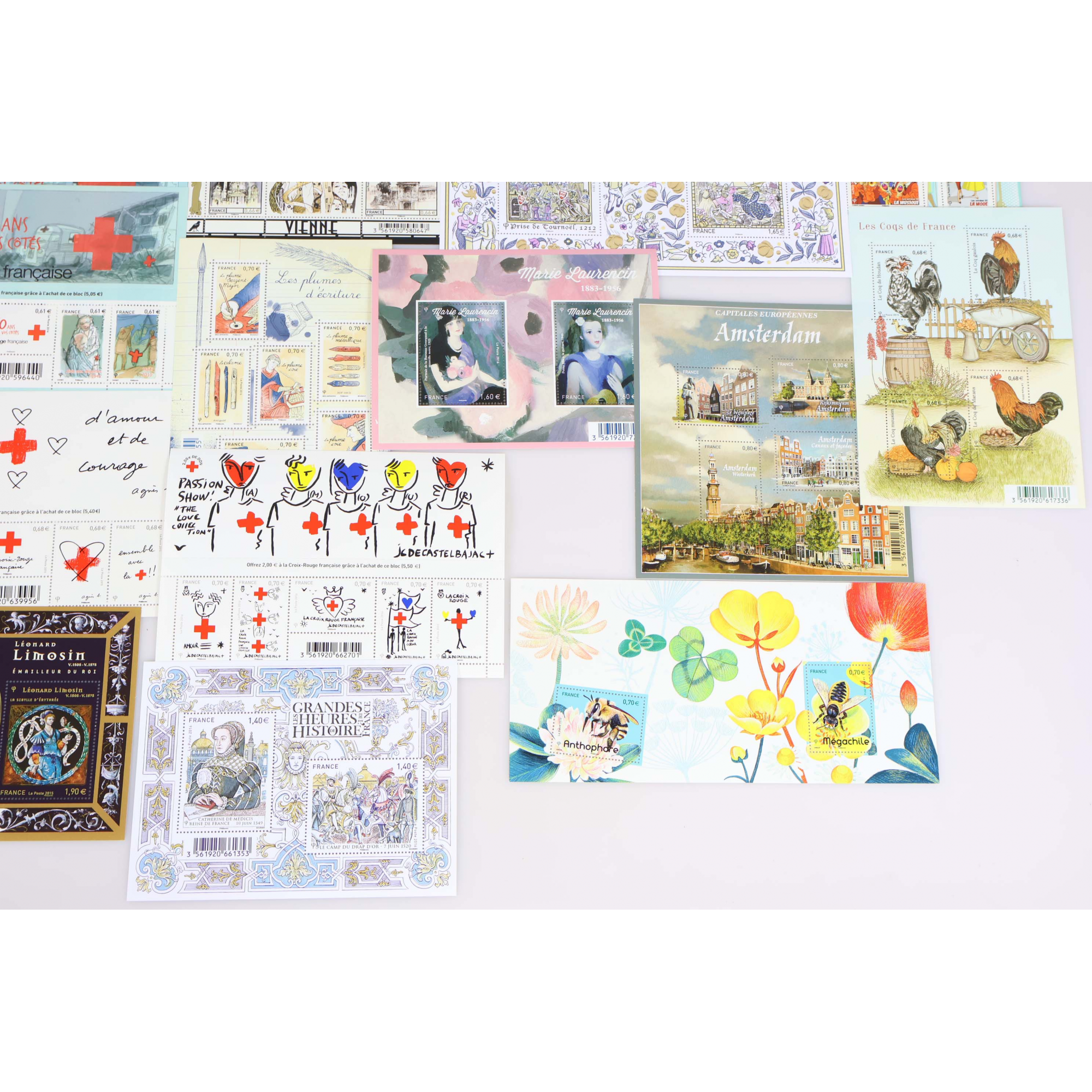 LOT DE TIMBRES/BLOCS DE FRANCE EN EUROS NEUFS** ENTRE 2014-2016 FACIALE 101.51€