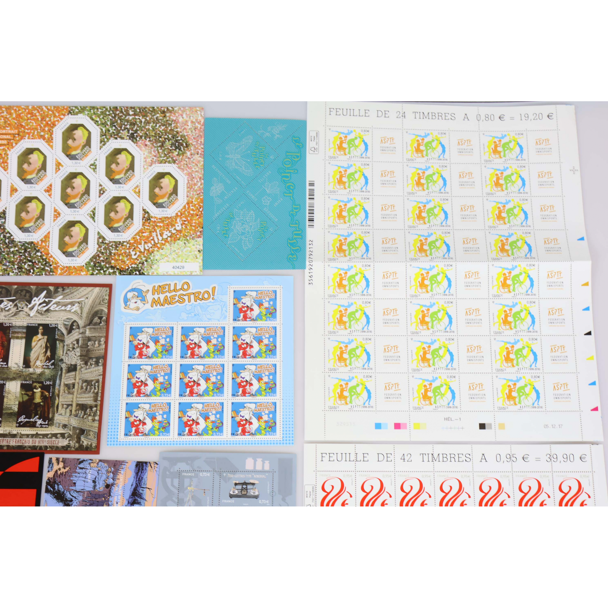 LOT DE TIMBRES/BLOCS DE FRANCE EN EUROS NEUFS** ENTRE 2017-2019 FACIALE 198.31€